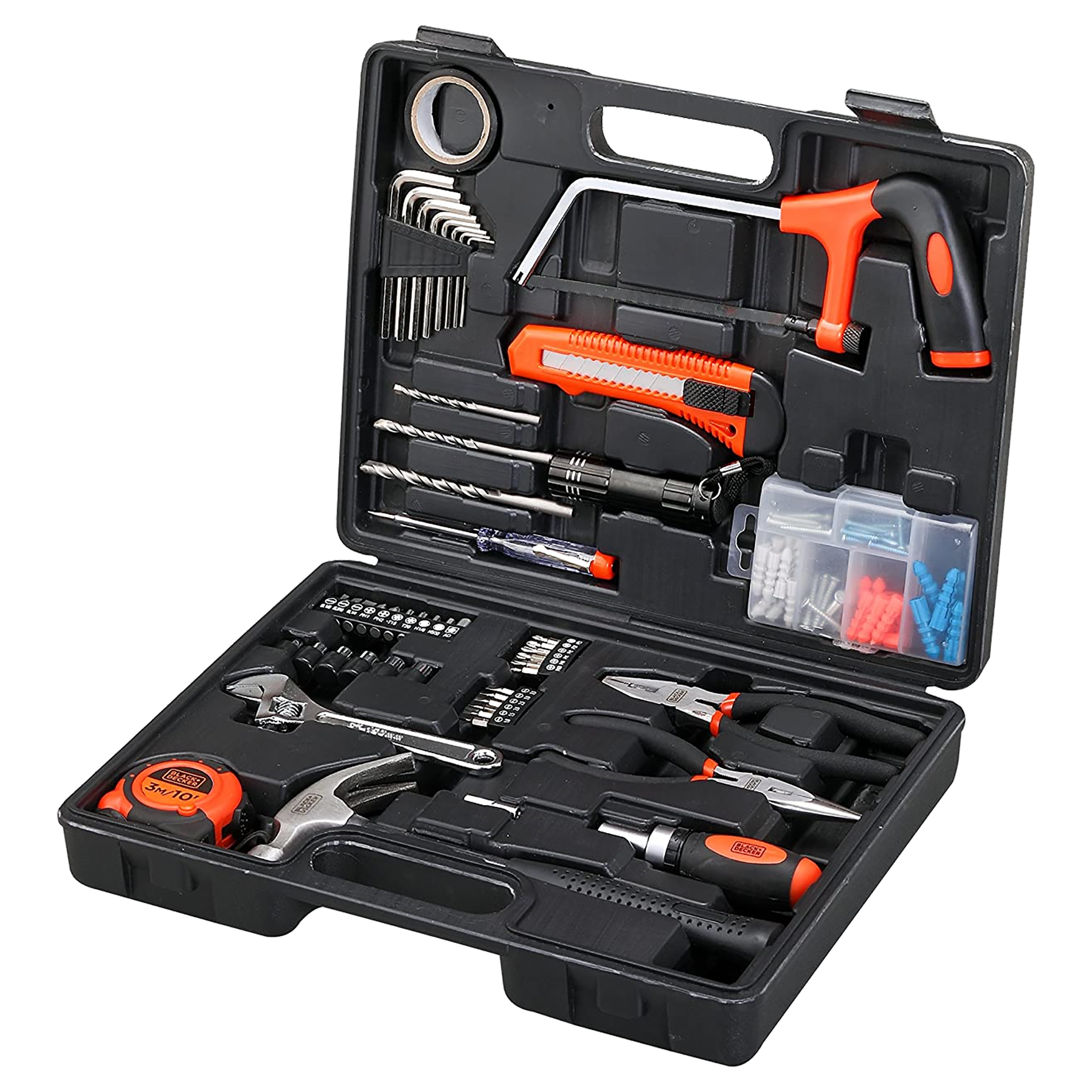 BLACK+DECKER BMT108C Hand Tool Kit (Tools Are Securely Housed, Orange)_4