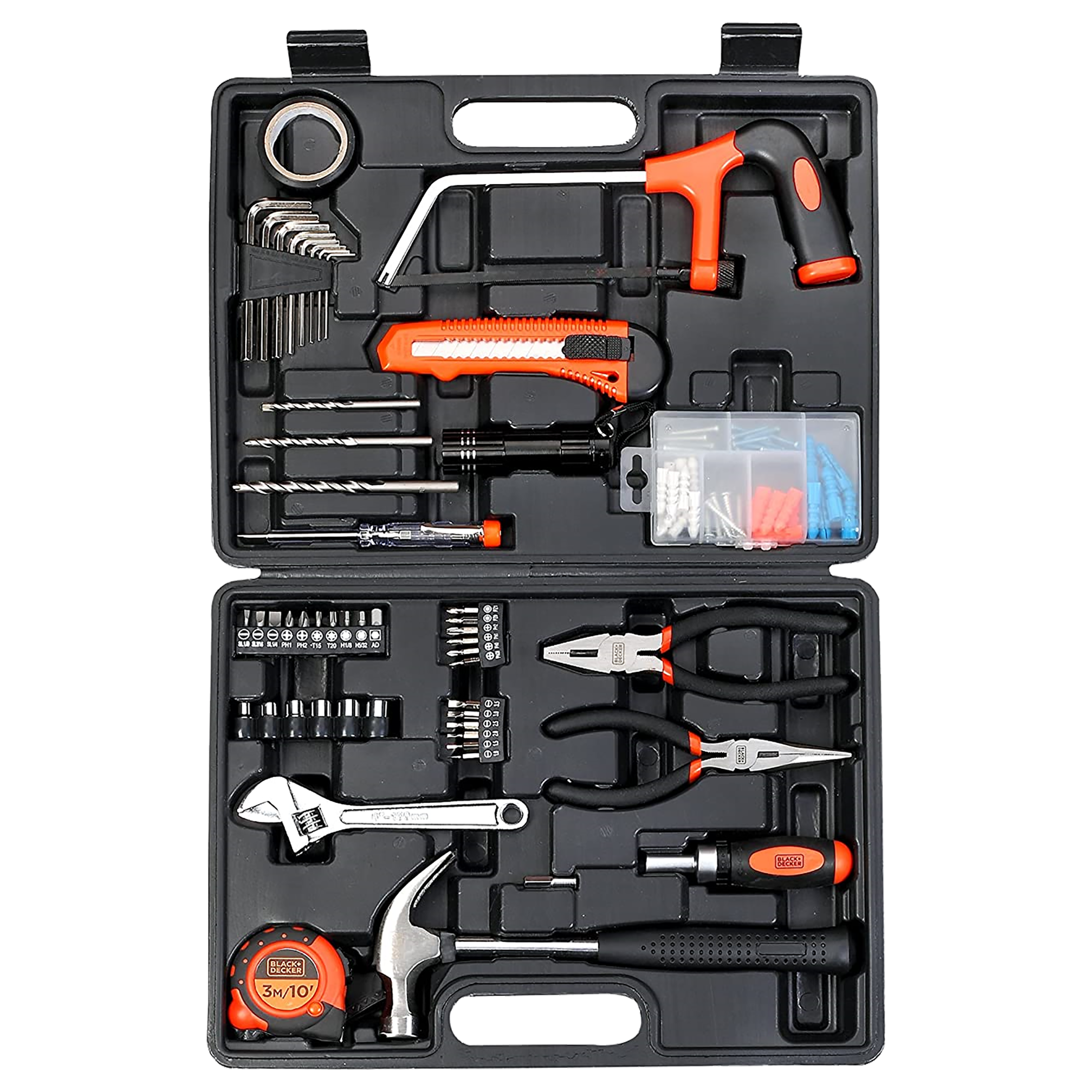 BLACK+DECKER BMT108C Hand Tool Kit (Tools Are Securely Housed, Orange)_5