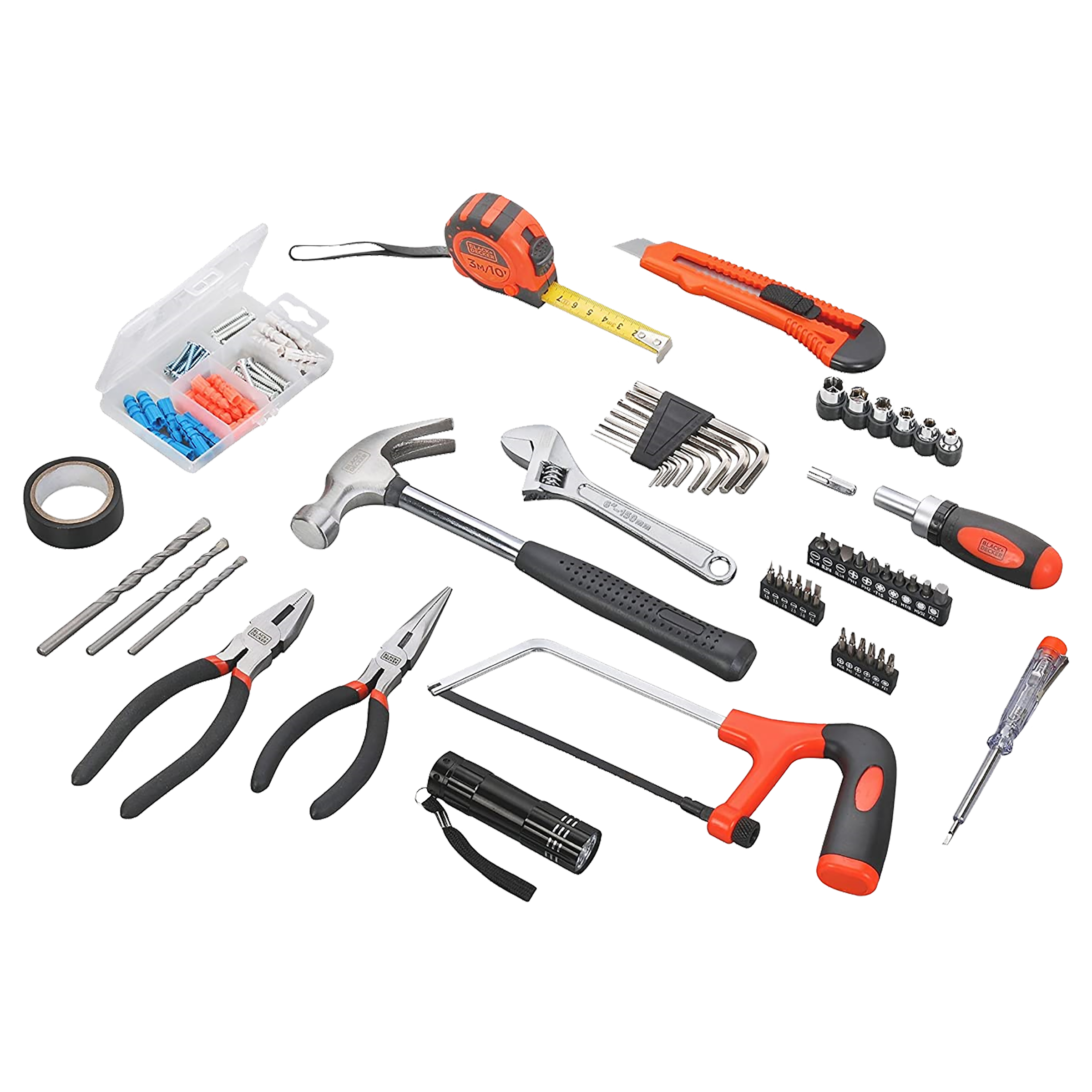BLACK+DECKER BMT108C Hand Tool Kit (Tools Are Securely Housed, Orange)_6