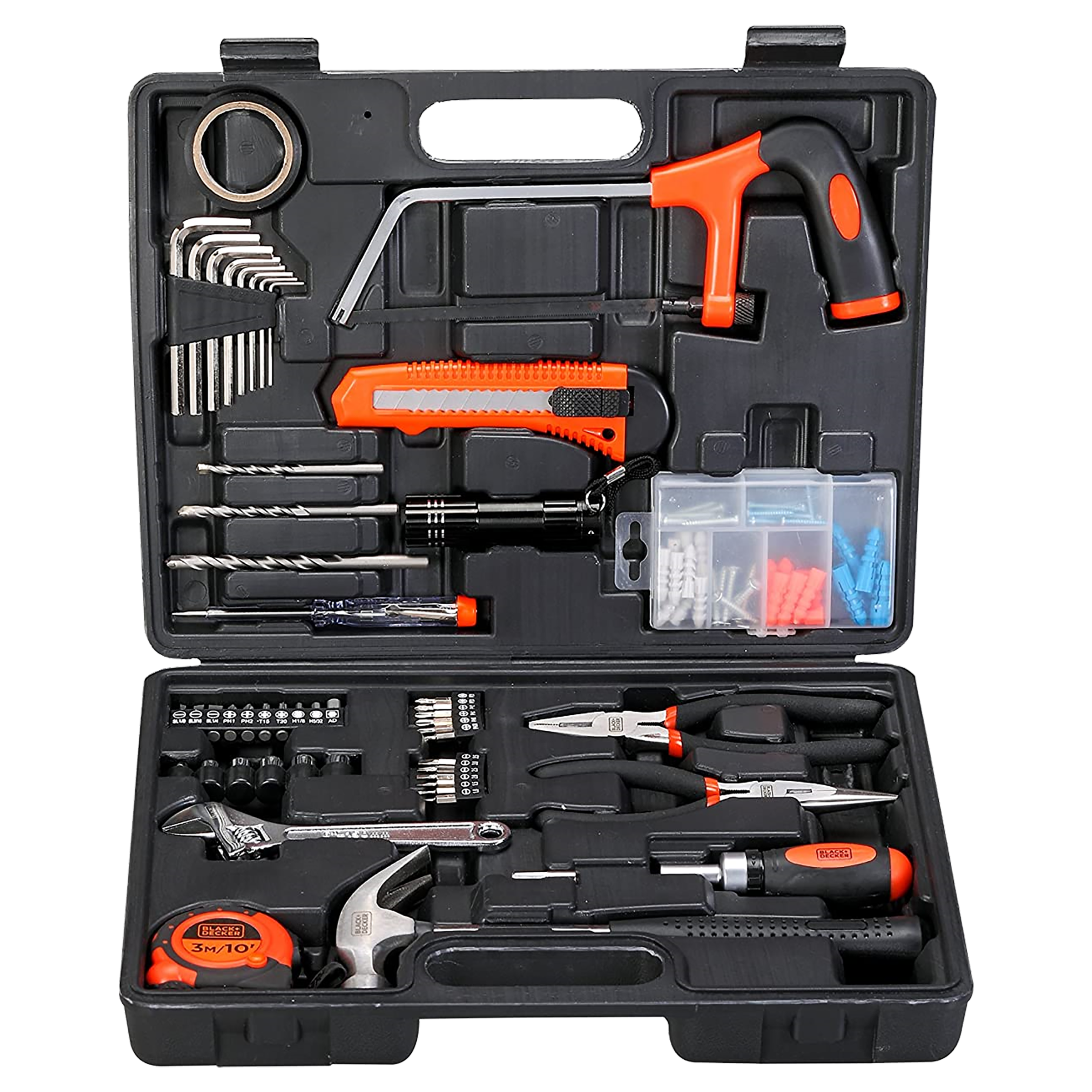 BLACK+DECKER BMT108C Hand Tool Kit (Tools Are Securely Housed, Orange)_1