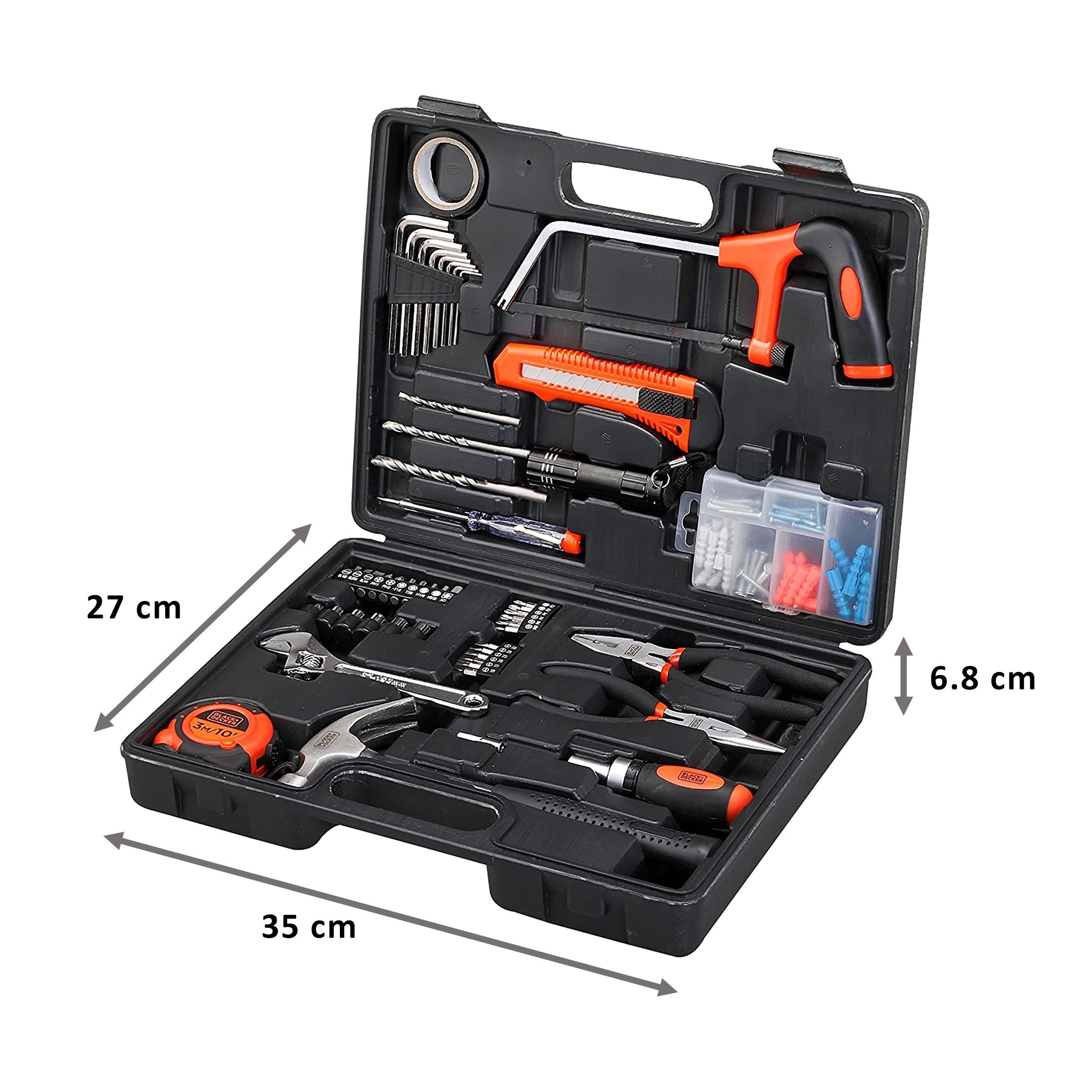 BLACK+DECKER BMT108C Hand Tool Kit (Tools Are Securely Housed, Orange)_2