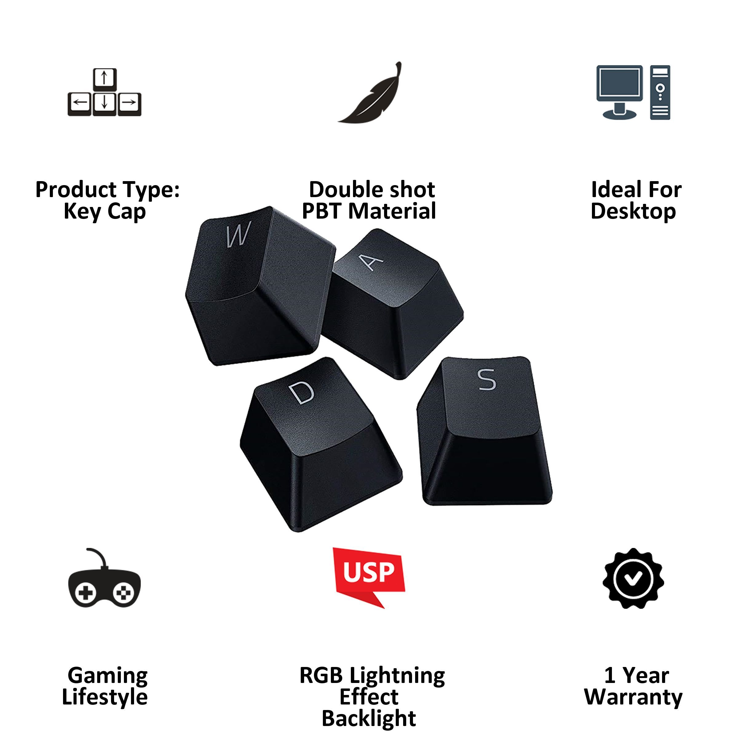 RAZER Key Caps For Desktop (Backlight Compatible, RC21-01490100-R3M1, Classic Black)_2