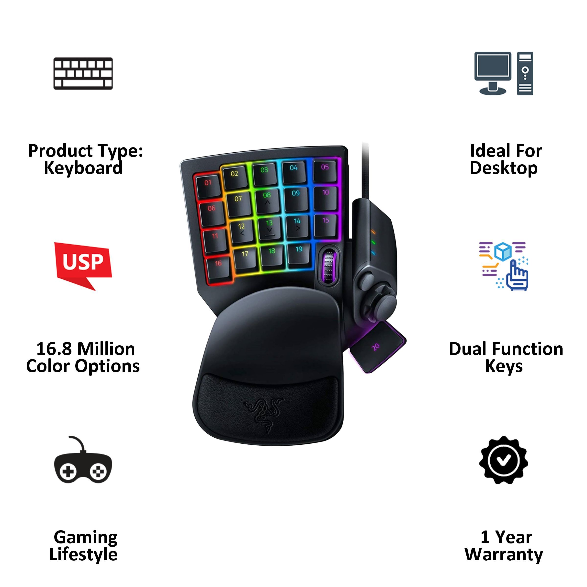 RAZER Tartarus Pro Wireless Gaming Keyboard (Fully Programmable Macros, RZ07-03110100-R3M1, Black)_3