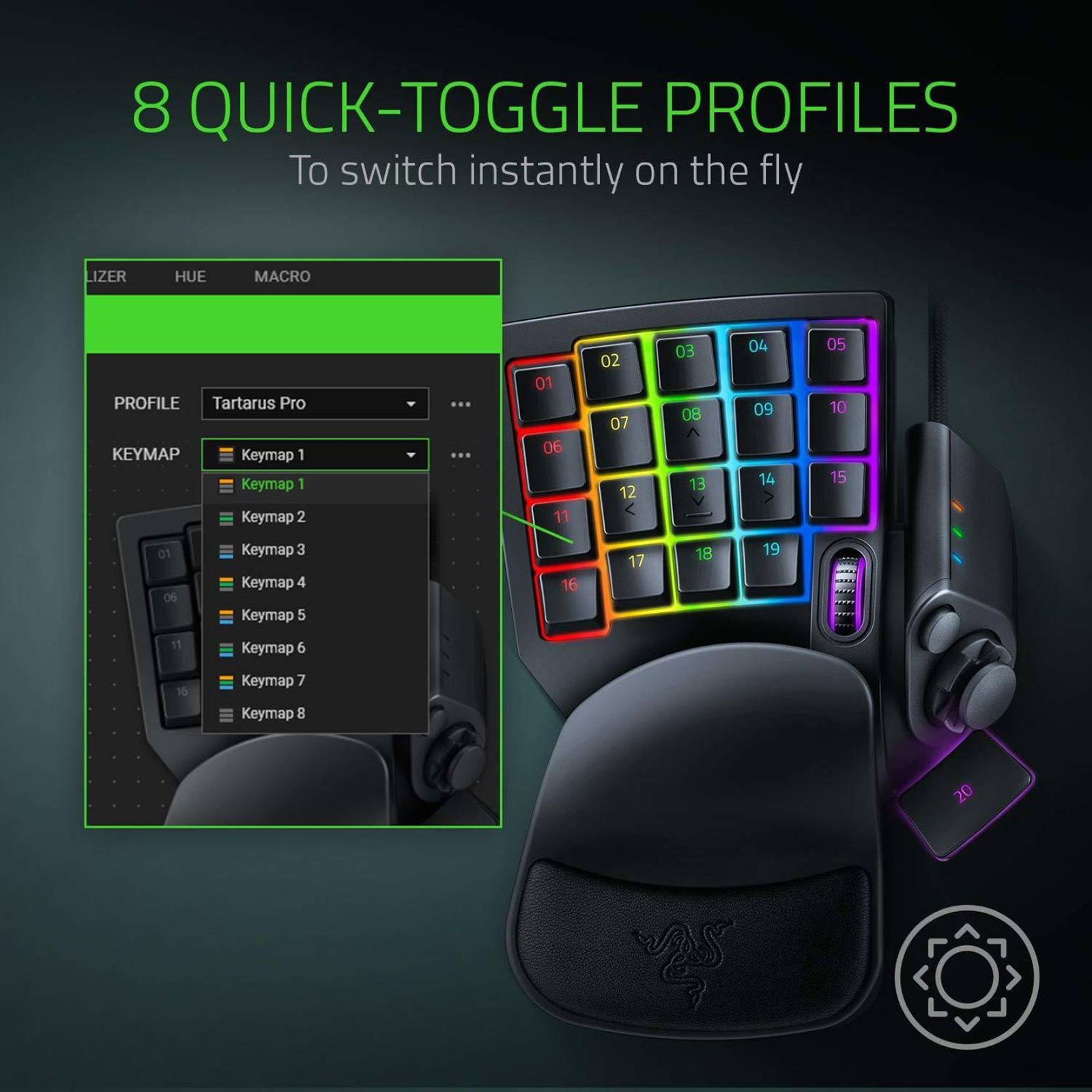 RAZER Tartarus Pro Wireless Gaming Keyboard (Fully Programmable Macros, RZ07-03110100-R3M1, Black)_6