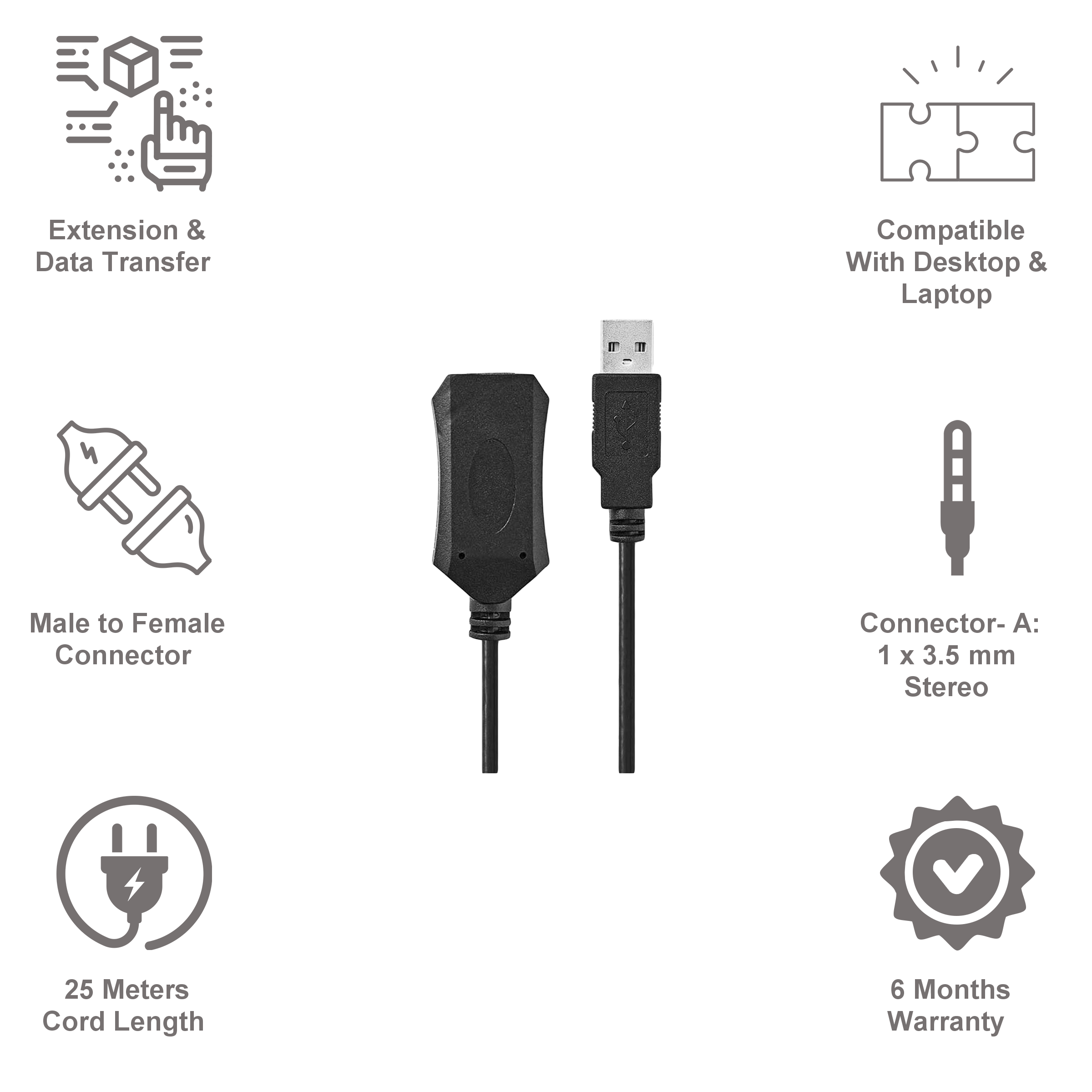 Nedis Copper 25 Meter USB-A Male to USB-A Female Extension Cable (480 Mbps, CCGP60EXTBK250, Black)_6