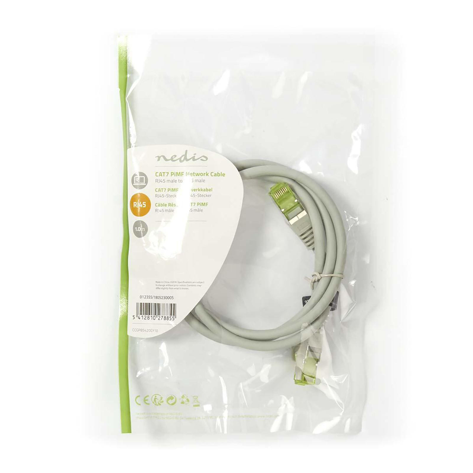 Nedis CCGP85420GY10 1 Meter RJ-45 to RJ-45 Data Transfer Ethernet Cable (High Speed Data Transmission, Grey) Nedis CCGP85420GY10 1 Meter RJ-45 to RJ-45 Data Transfer Ethernet Cable (High Speed Data Transmission, Grey)_5