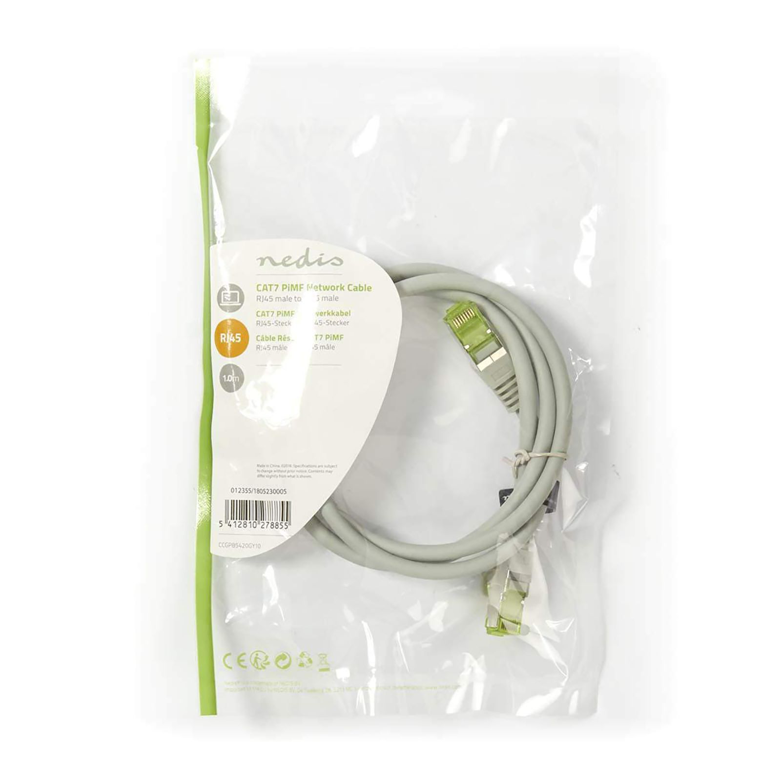 Nedis CCGP85420GY20 1 Meter RJ-45 to RJ-45 Data Transfer Ethernet Cable (Durable Moulded Connectors, Grey)_5