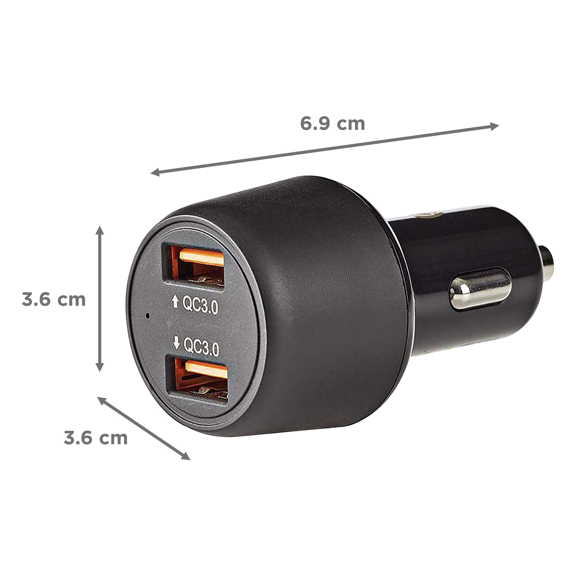 nedis 36 Watts/3 Amps 2 USB 3.0 Ports Car Charging Adapter (Fast Charging Capability, CCQC600ABK, Black)_6