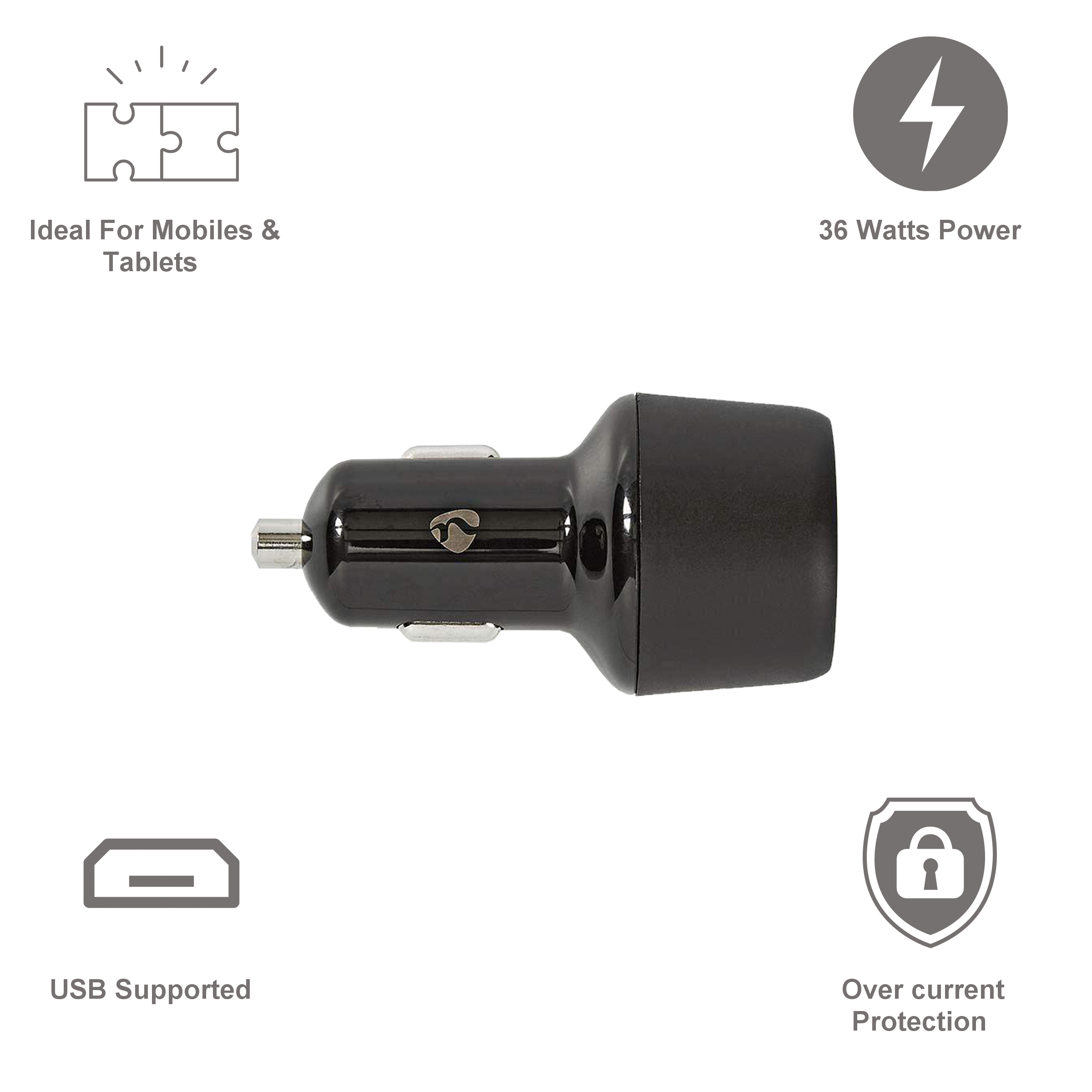 nedis 36 Watts/3 Amps 2 USB 3.0 Ports Car Charging Adapter (Fast Charging Capability, CCQC600ABK, Black)_7