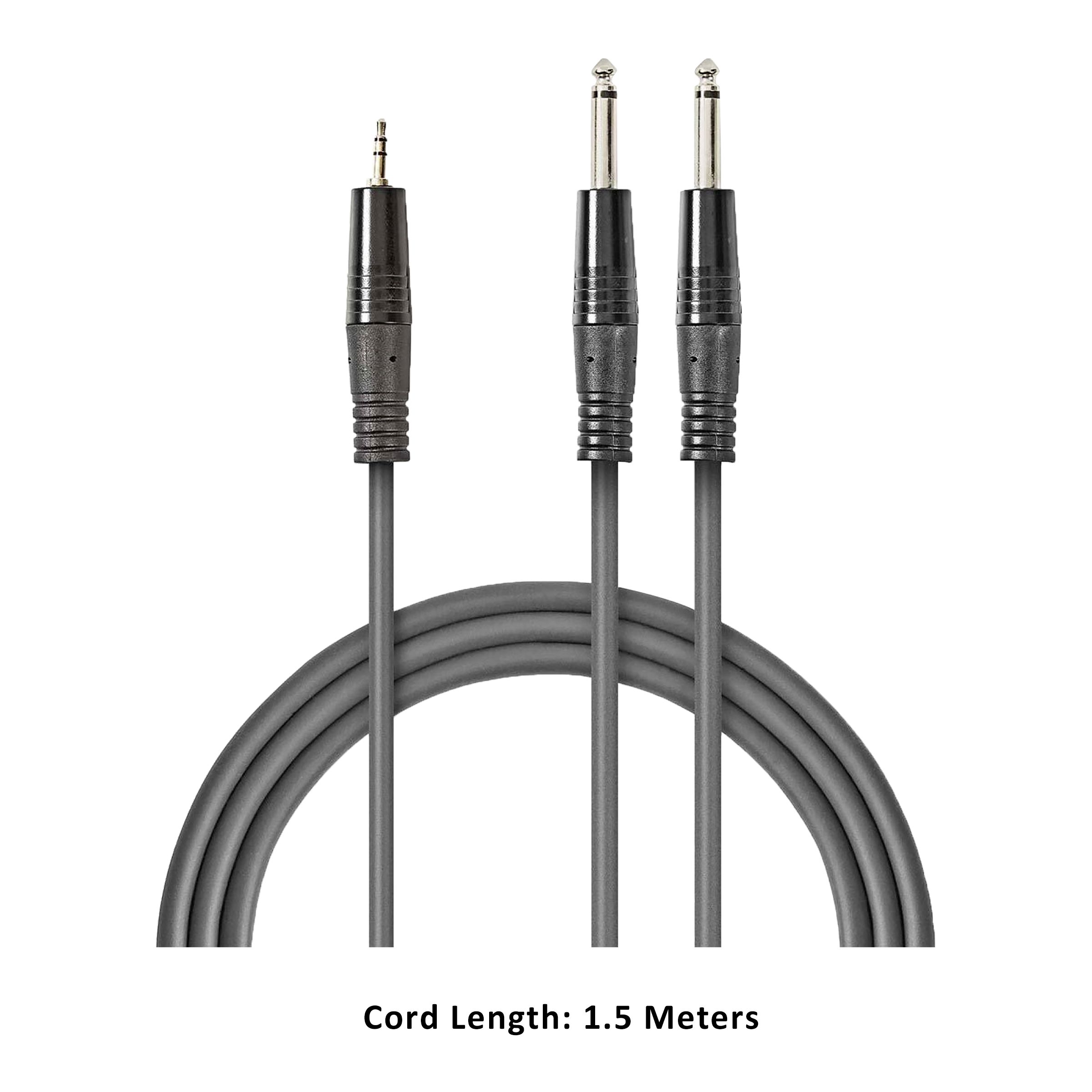 Nedis COTH23200GY15 PVC 1.5 Meter 6.35mm Stereo to 3.5mm Stereo Audio Aux Cable (Durable Die-Cast Zinc Connector, Dark Grey)_2