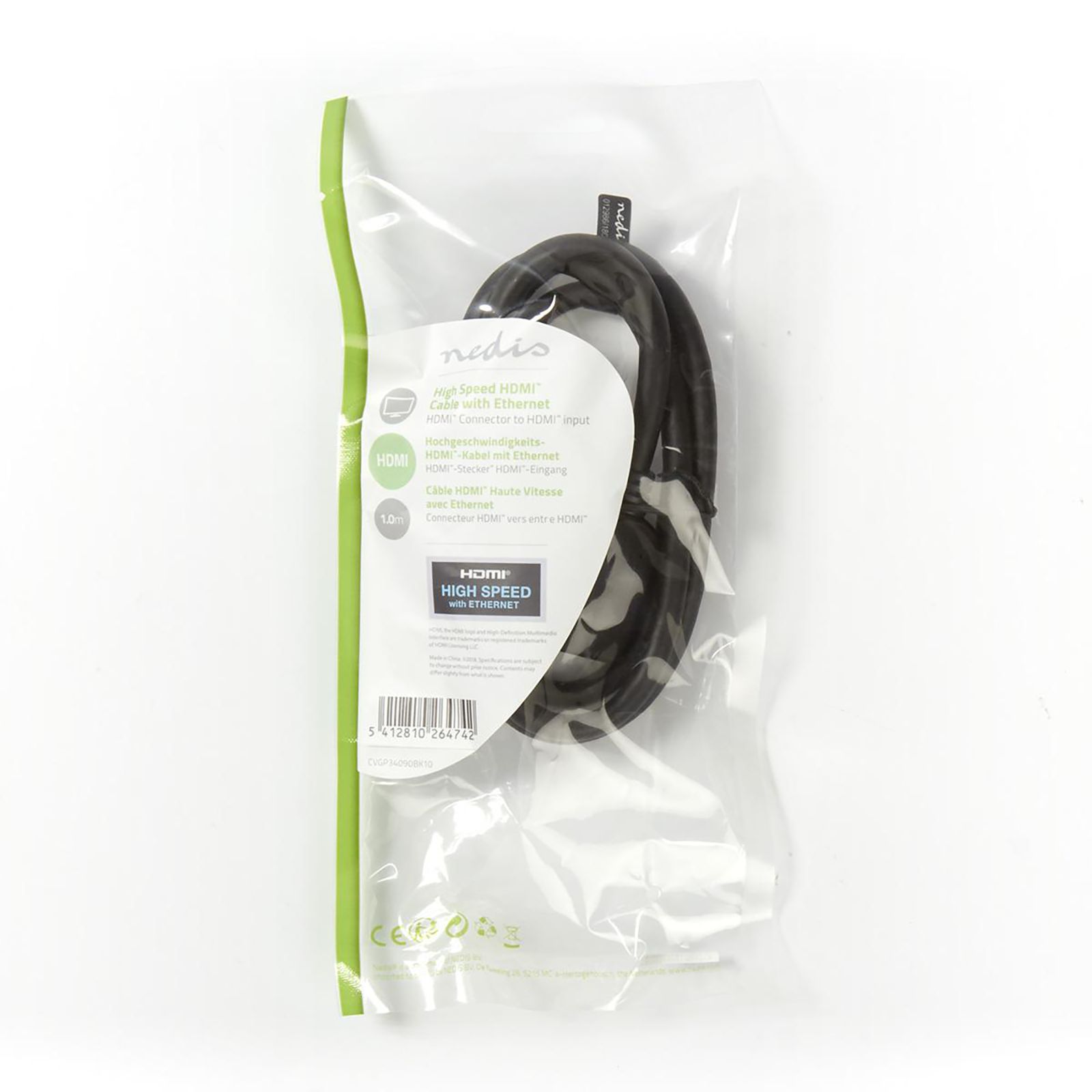 Nedis CVGP34090BK10 PVC 1 Meter HDMI Connector to HDMI Data Transfer HDMI Cable (Suitable For Device Networking, Black)_5