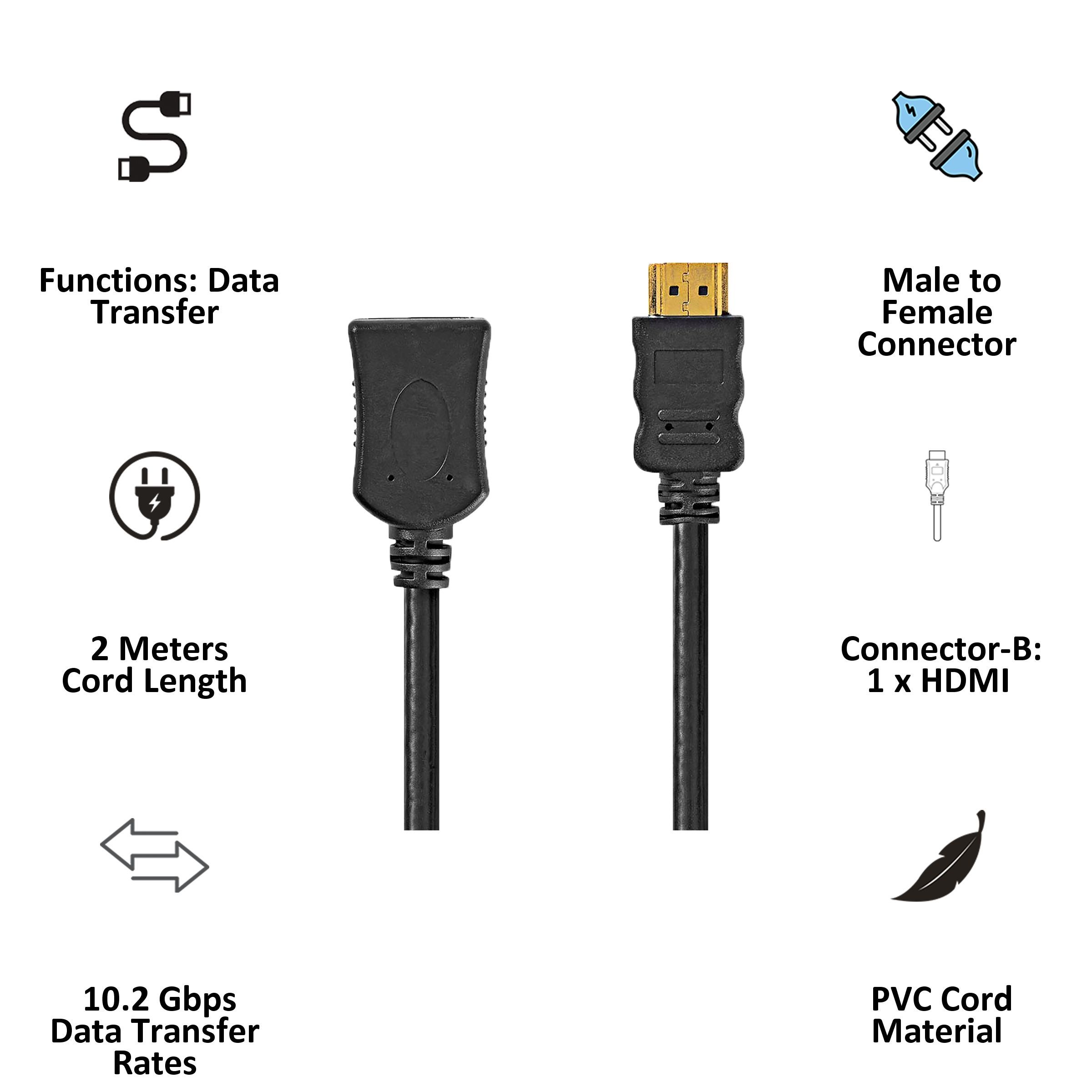 Nedis CVGP34090BK20 PVC 2 Meter HDMI Connector to HDMI Data Transfer HDMI Cable (Advanced Display Technologies, Black) Nedis CVGP34090BK20 PVC 2 Meter HDMI Connector to HDMI Data Transfer HDMI Cable (Advanced Display Technologies, Black)_3
