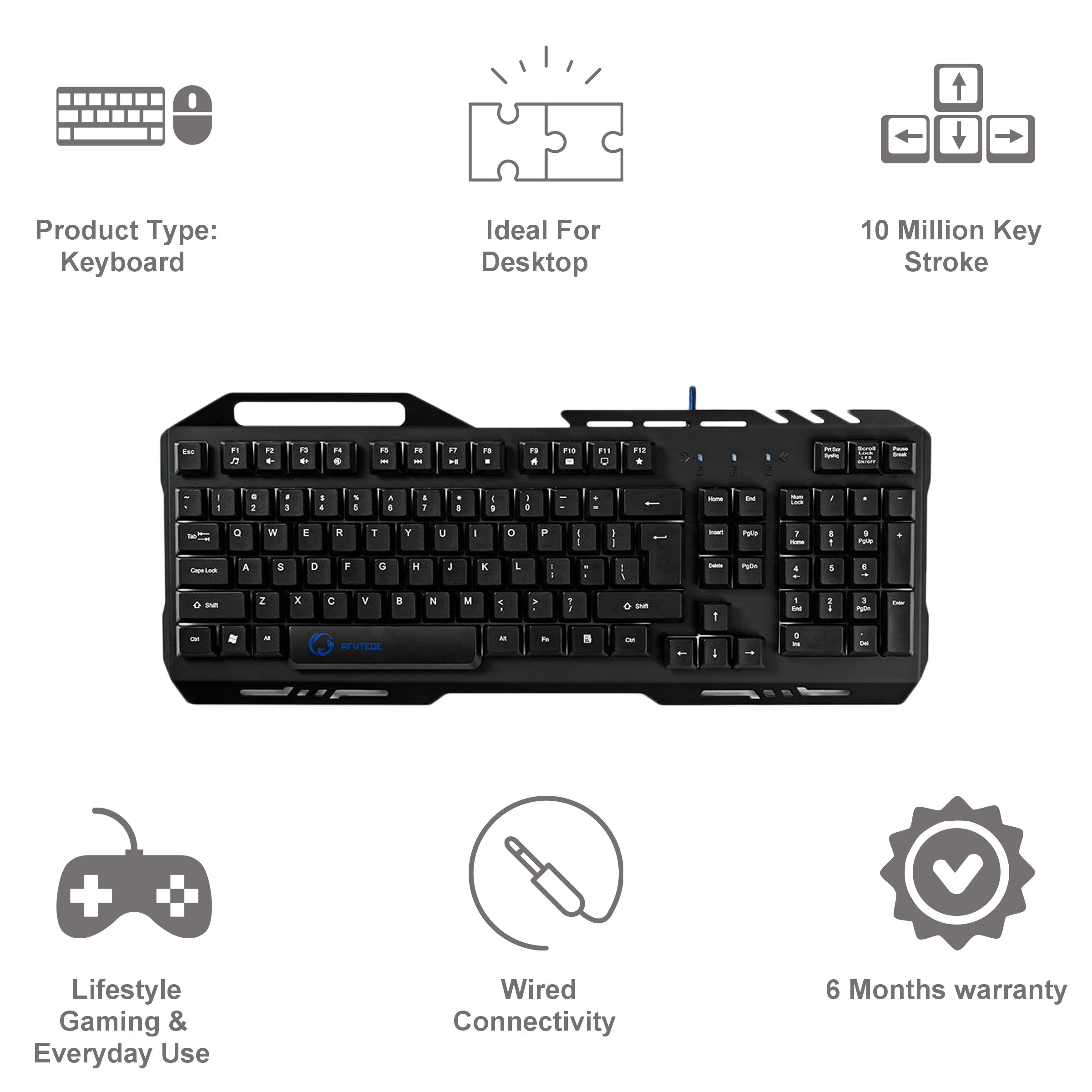 nedis Wired Gaming Keyboard (Phone Holder, GKBD200BKUS, Black)_6