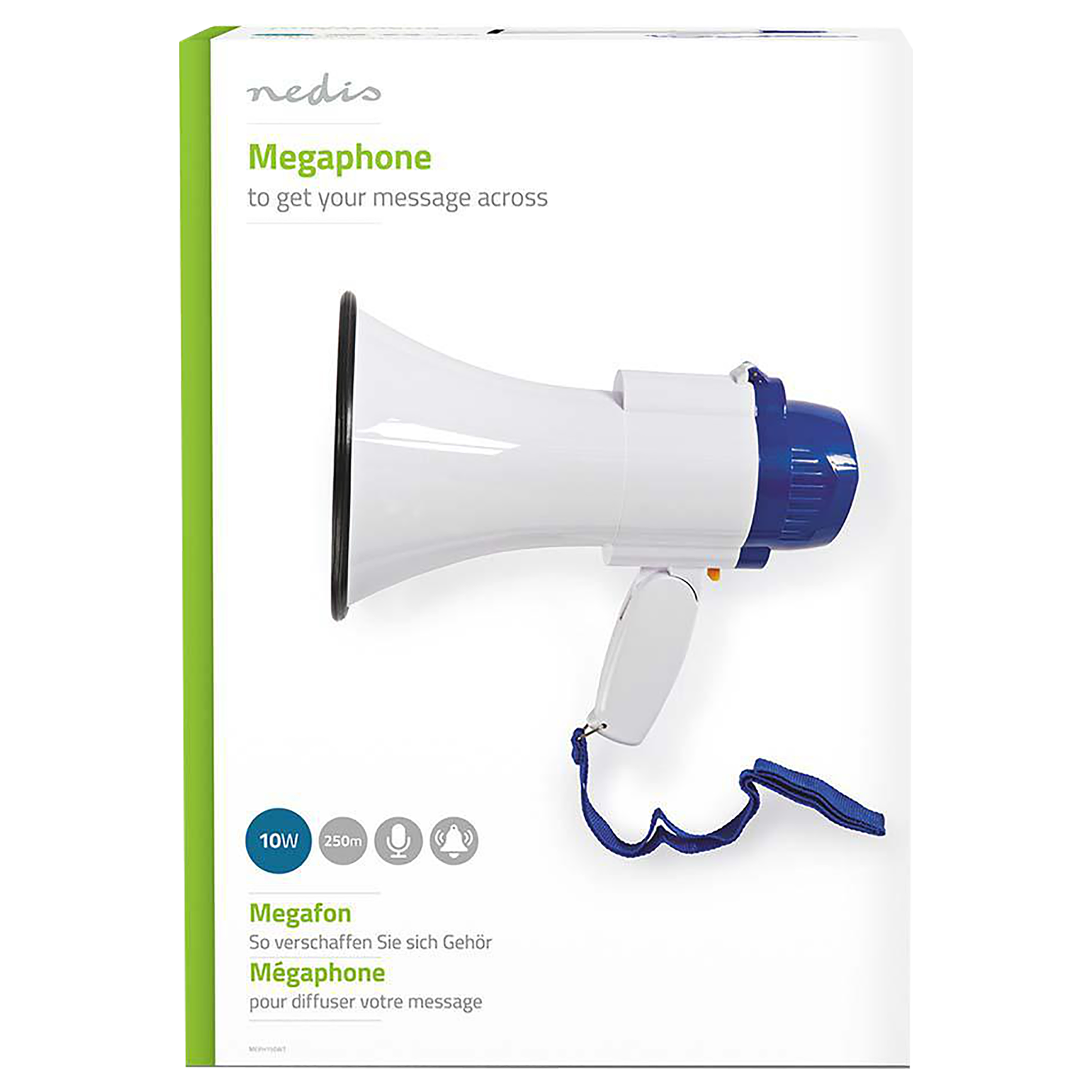 nedis Handheld Wireless Microphone (Built-In Siren, MEPH150WT, White/Blue)_11