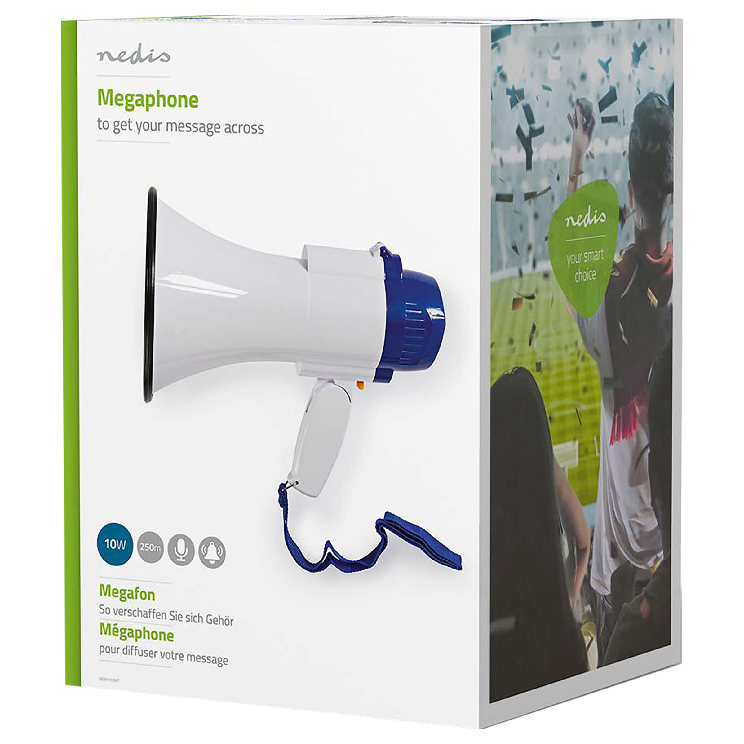 nedis Handheld Wireless Microphone (Built-In Siren, MEPH150WT, White/Blue)_12