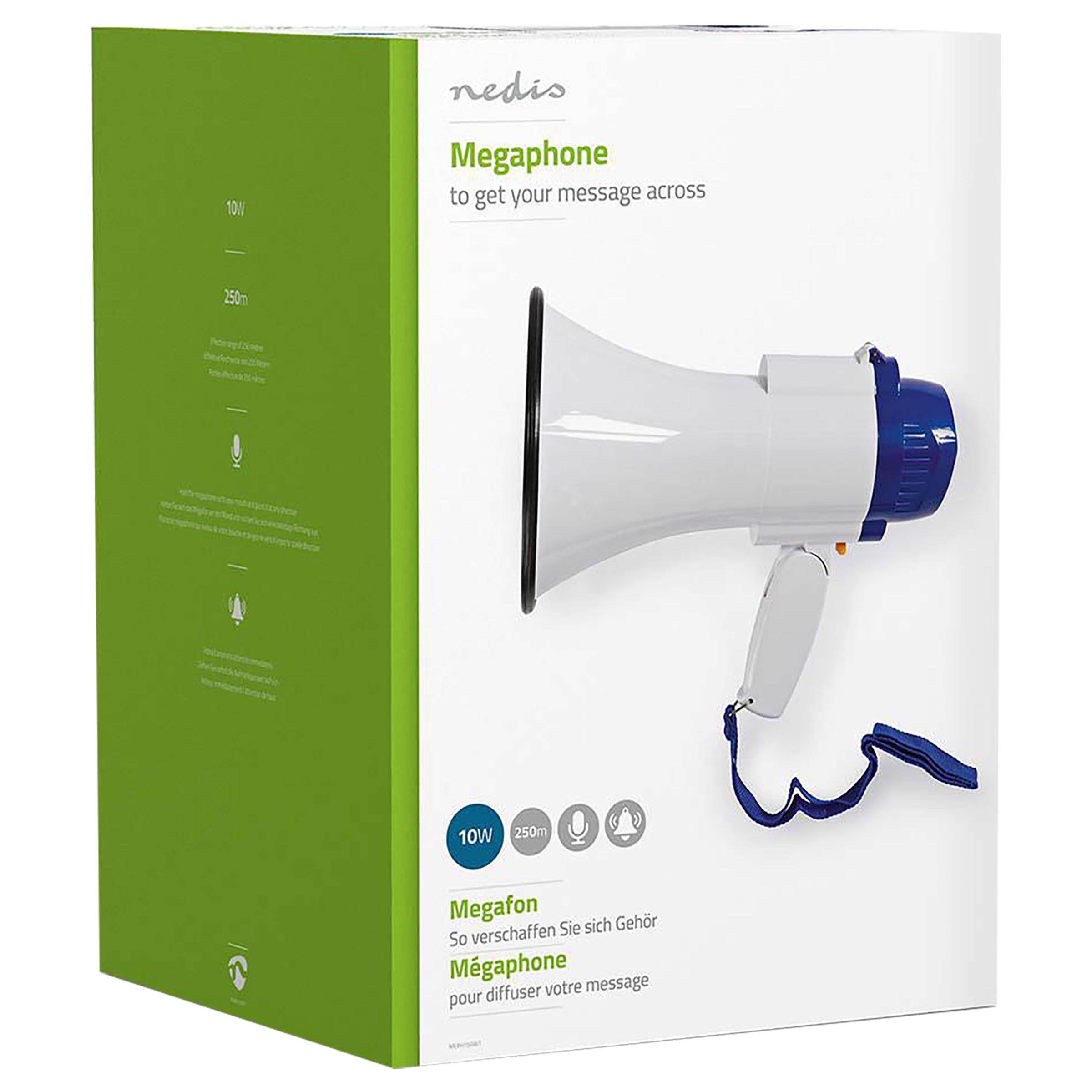 nedis Handheld Wireless Microphone (Built-In Siren, MEPH150WT, White/Blue)_13