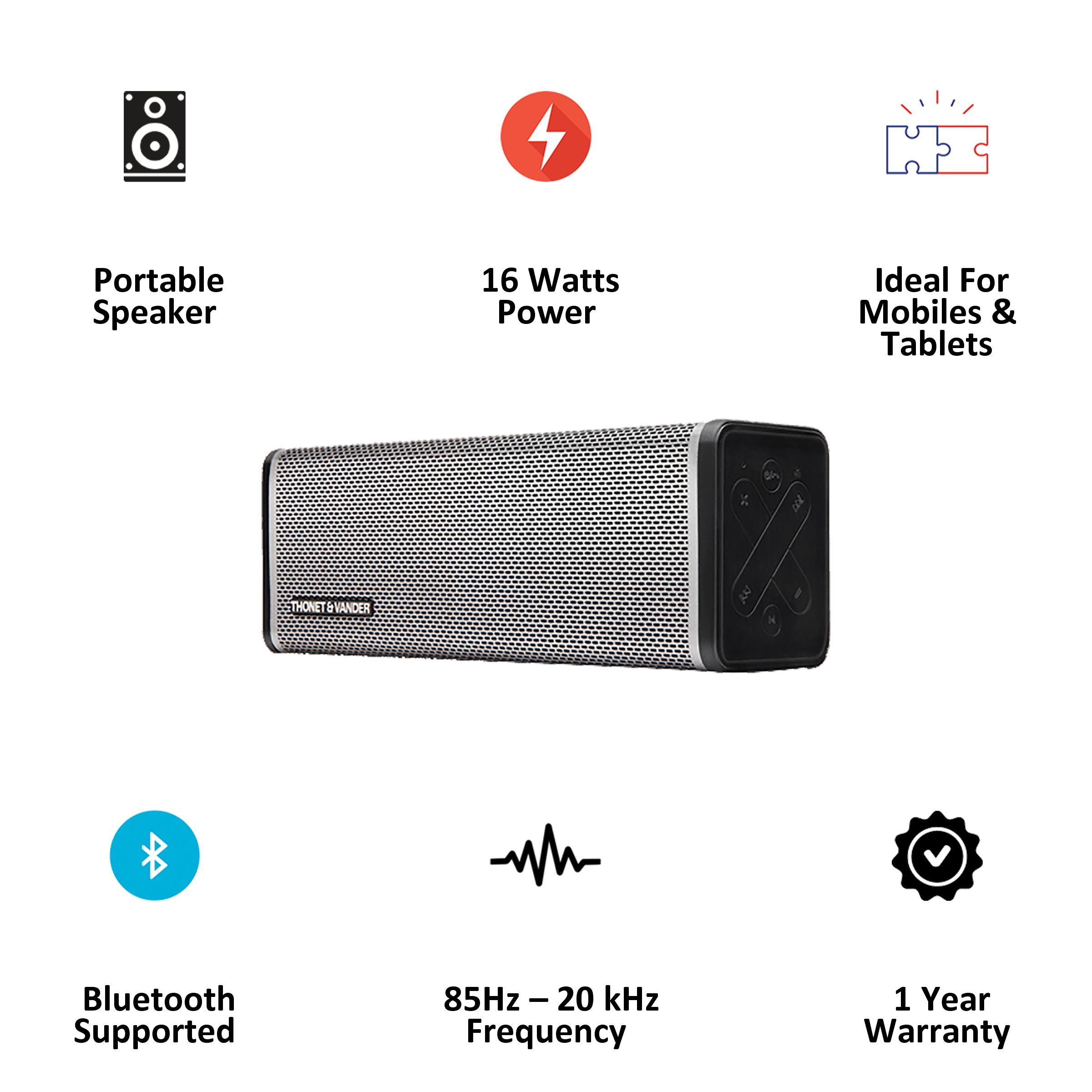 THONET & VANDER FREI 50W Portable Bluetooth Speaker (Bass Reflex, Grey) THONET & VANDER FREI 50W Portable Bluetooth Speaker (Bass Reflex, Grey)_3