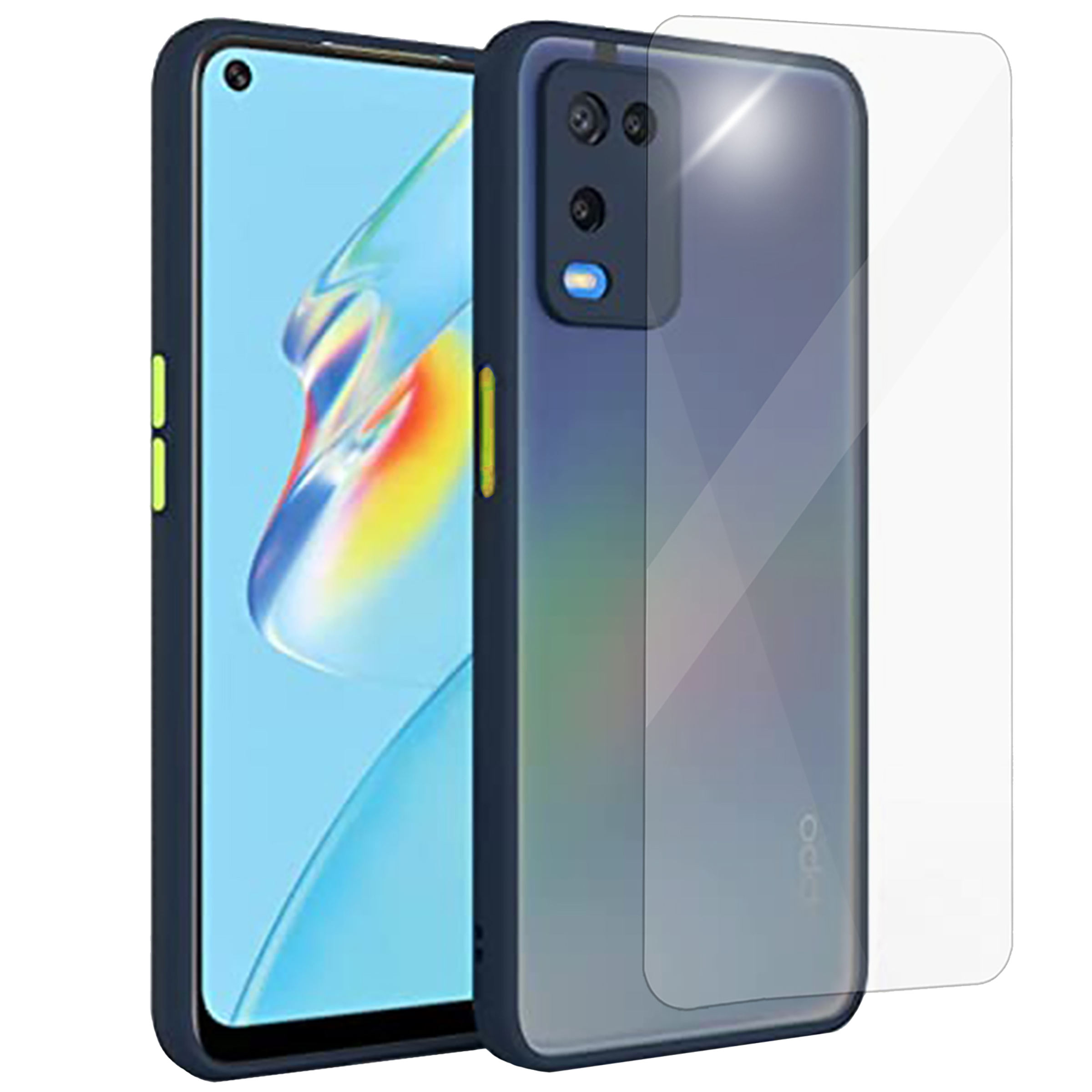 ARROW Camera Duplex Screen Protector & Polycarbonate Back Cover Combo for oppo A54 (Anti Scratch Design, Black)_3