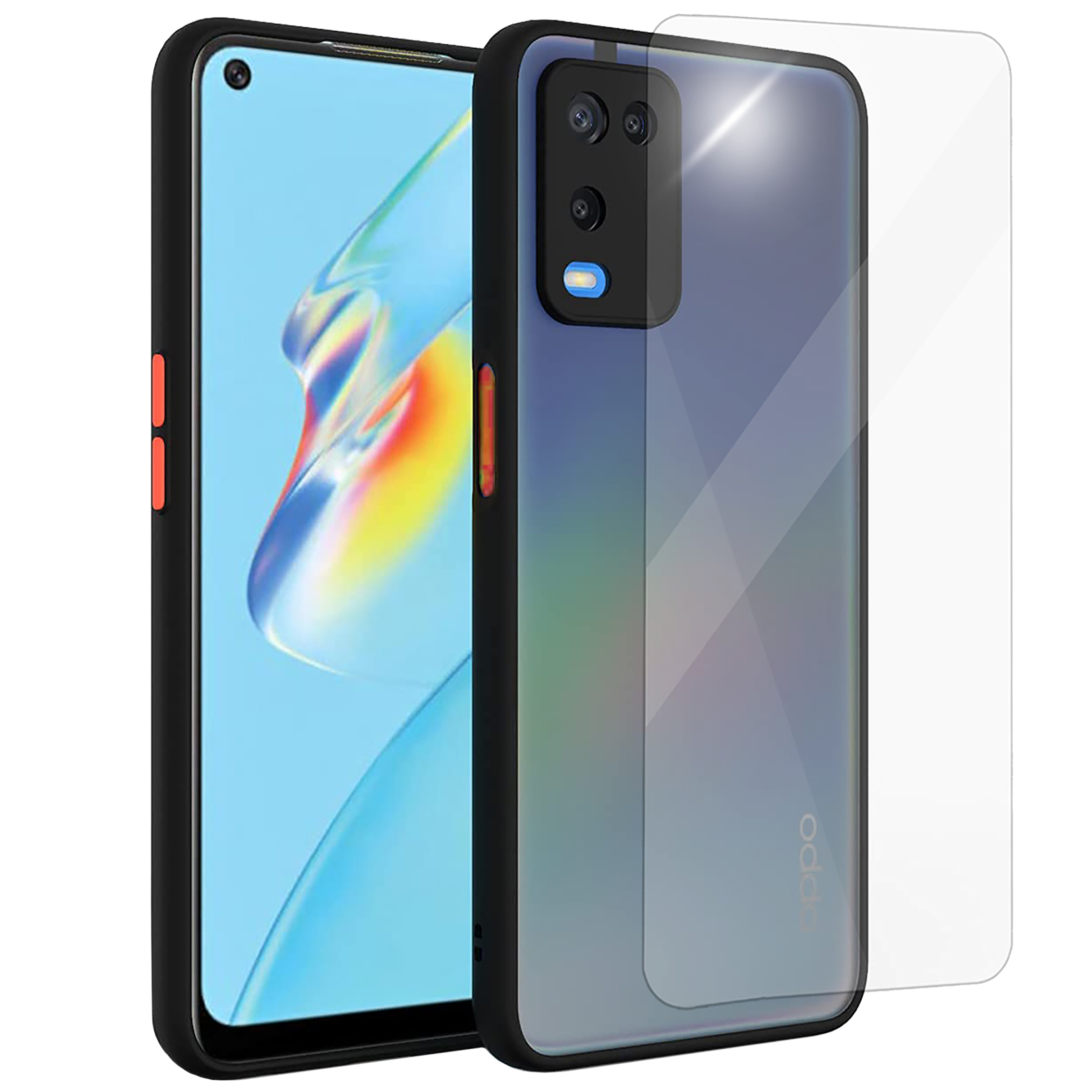 ARROW Camera Duplex Screen Protector & Polycarbonate Back Cover Combo for oppo A54 (Anti Scratch Design, Black)_1