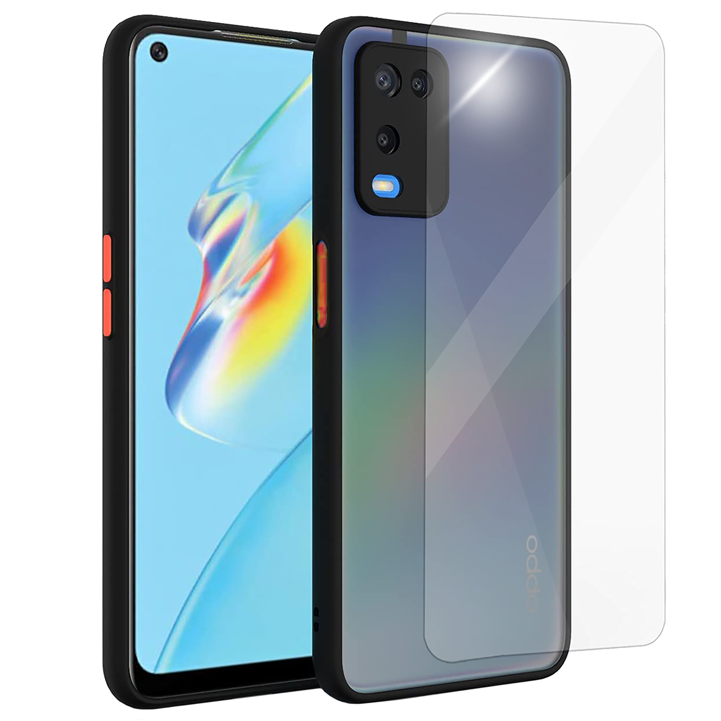 ARROW Camera Duplex Screen Protector & Polycarbonate Back Cover Combo for oppo A54 (Anti Scratch Design, Blue)_1
