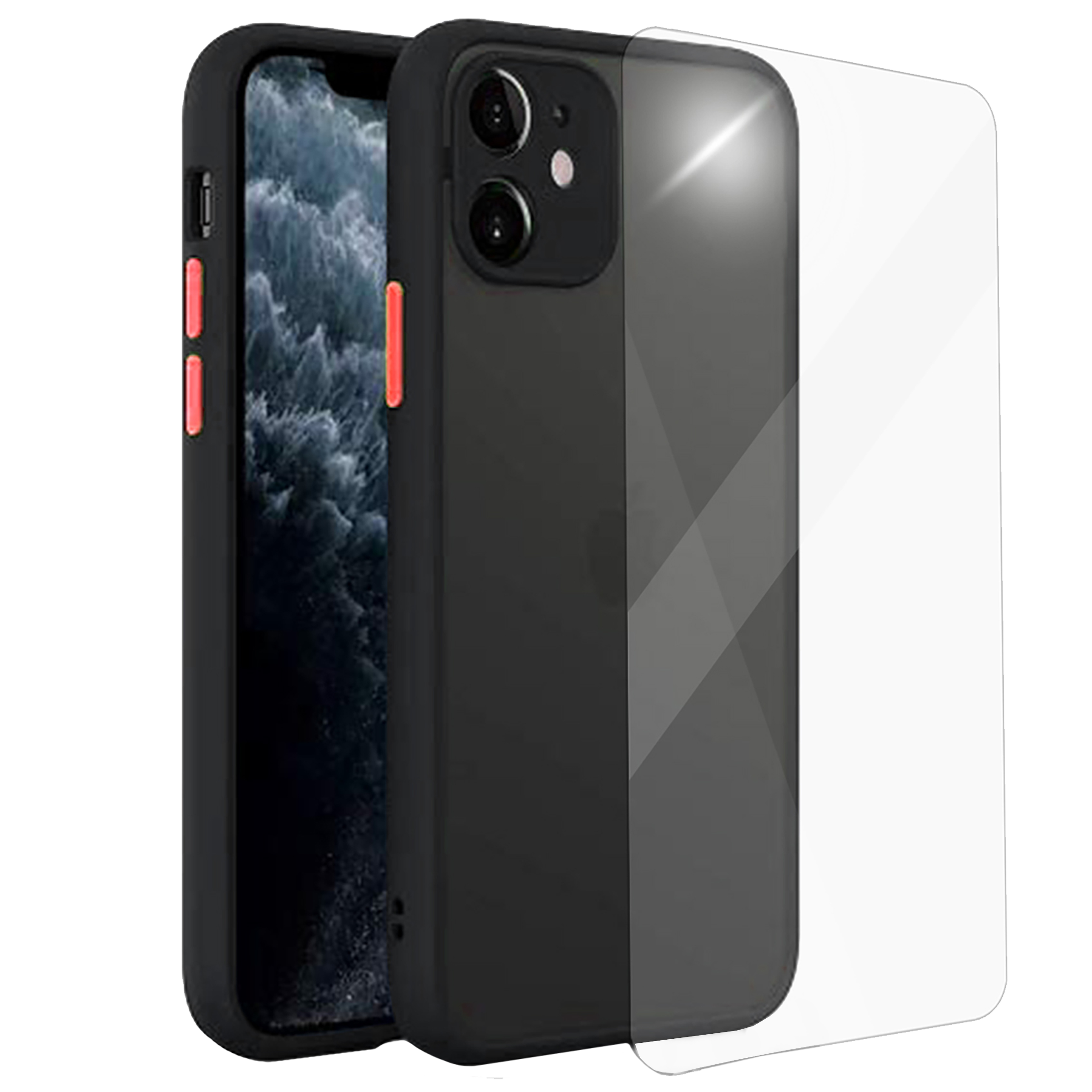 ARROW Camera Duplex Screen Protector & Polycarbonate Back Cover Combo for Apple iPhone 12 (Anti Scratch Design, Black)_1