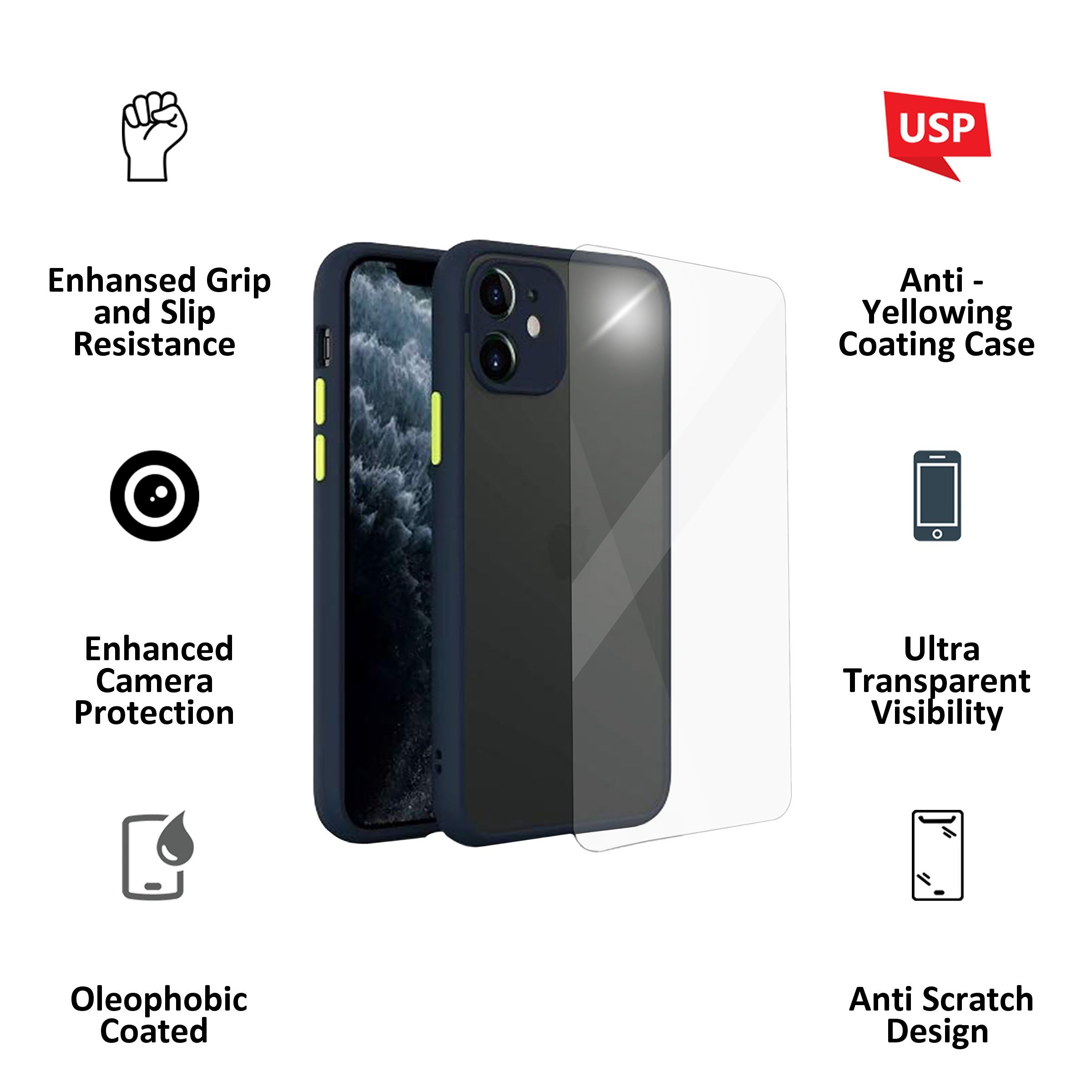 ARROW Camera Duplex Polycarbonate Back Cover for Apple iPhone 12 (Anti Scratch Design, Blue)_2