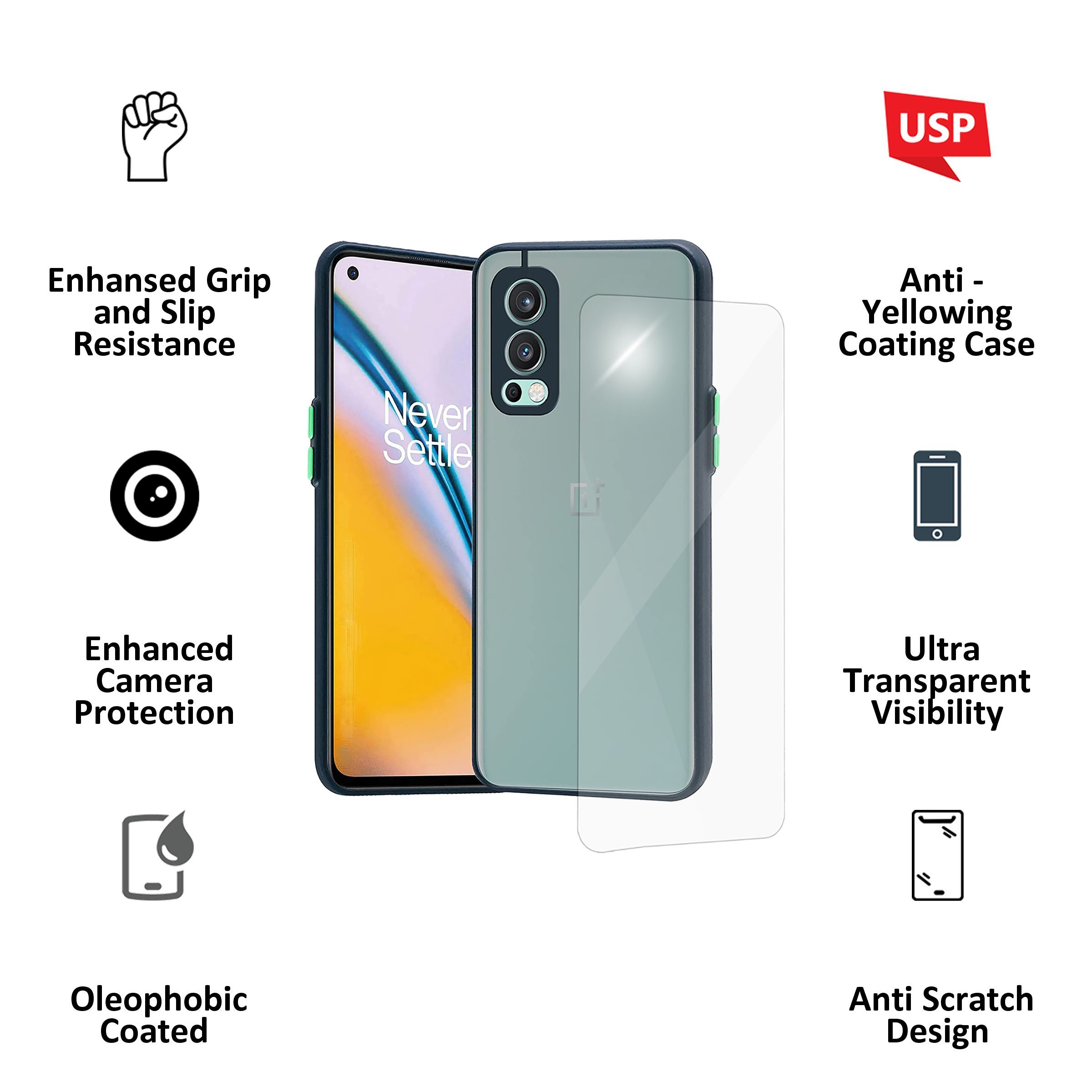 ARROW Camera Duplex Polycarbonate Back Cover for OnePlus Nord 2 (Anti Scratch Design, Blue) ARROW Camera Duplex Polycarbonate Back Cover for OnePlus Nord 2 (Anti Scratch Design, Blue)_2