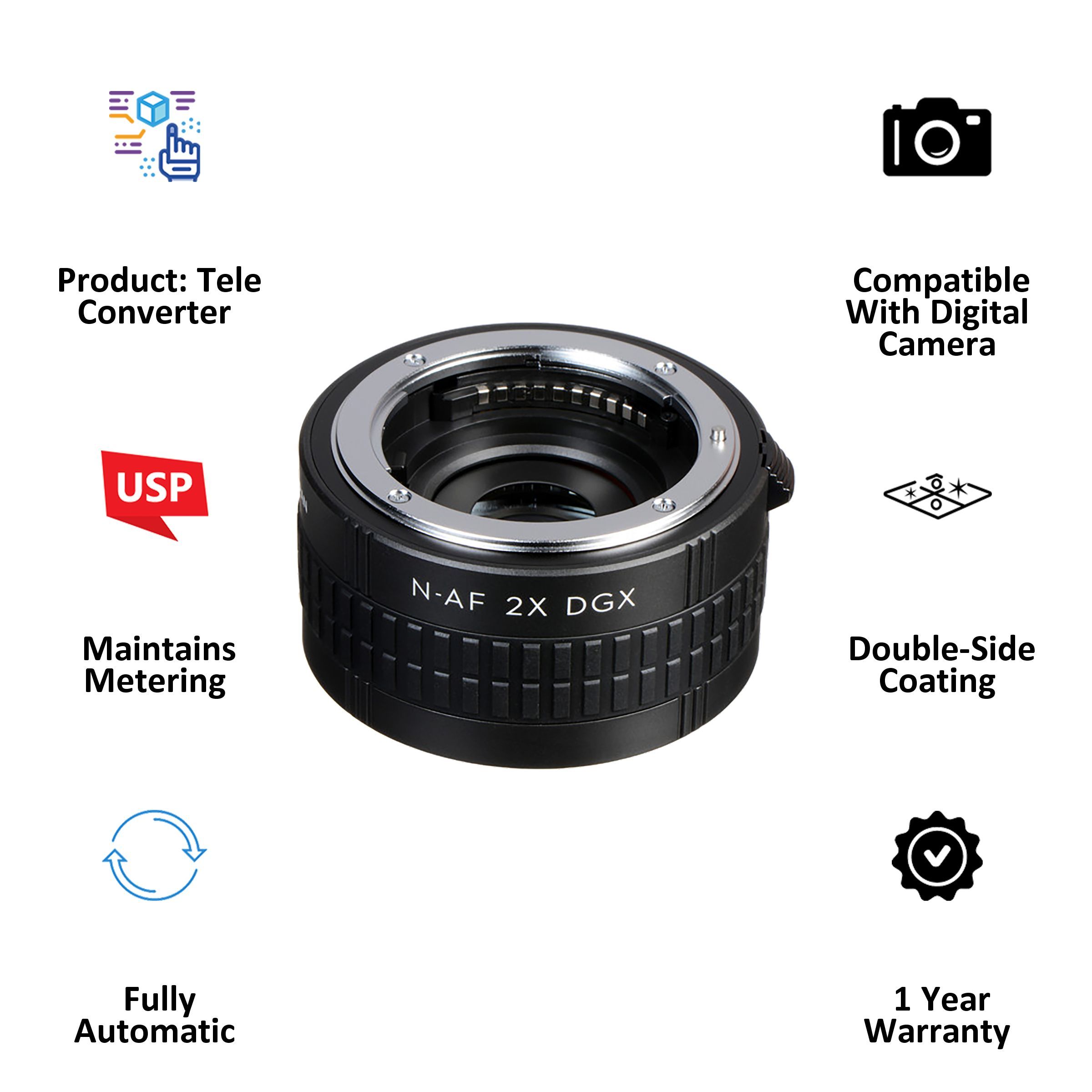 Kenko TELEPLUS HD 2x DGX Teleconverter For Camera (High Quality Optical Elements, Black) Kenko TELEPLUS HD 2x DGX Teleconverter For Camera (High Quality Optical Elements, Black)_3