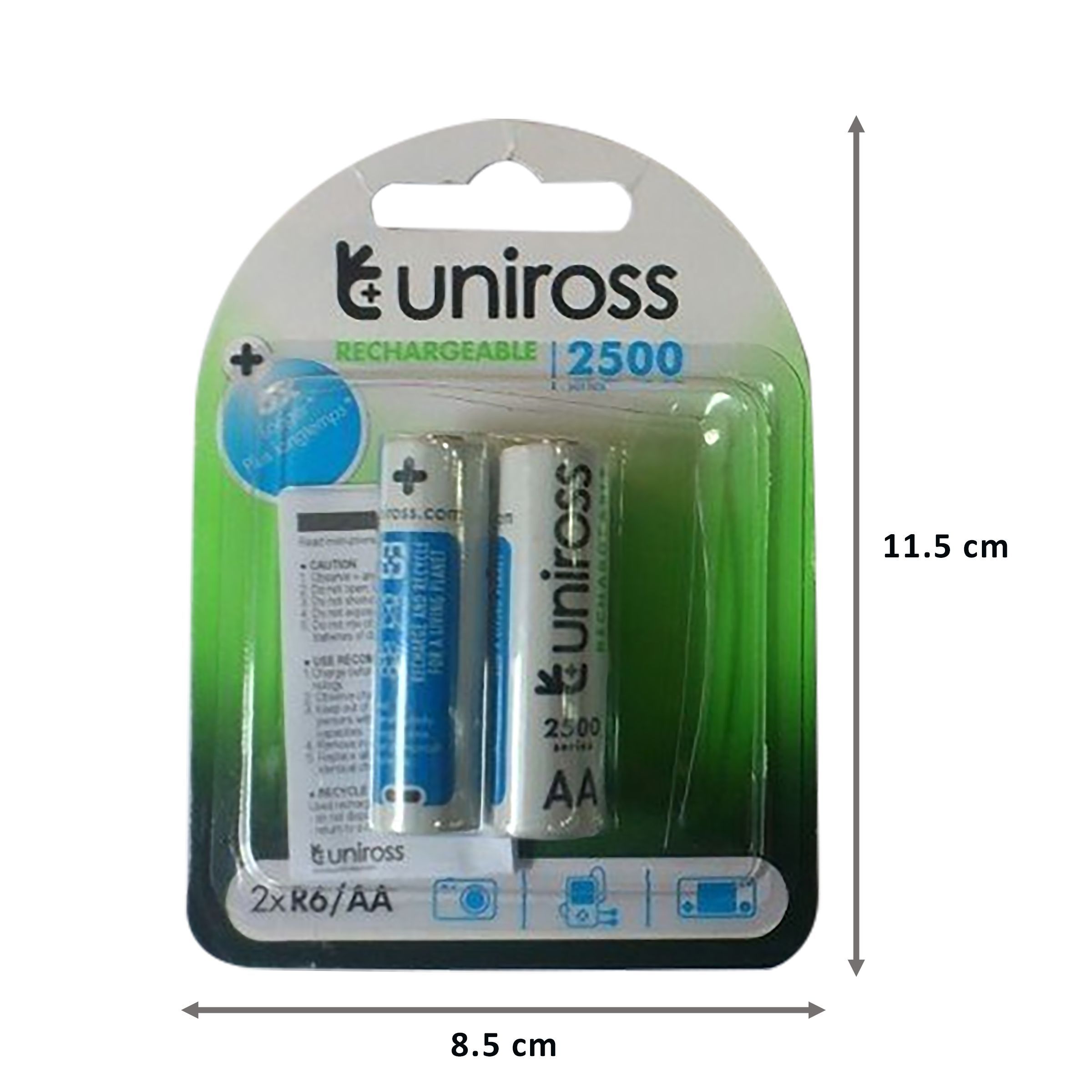 uniross 2500mAh AA Rechargeable Batteries (Pack Of 2, UNI 2500 AA BP2, Black)_2
