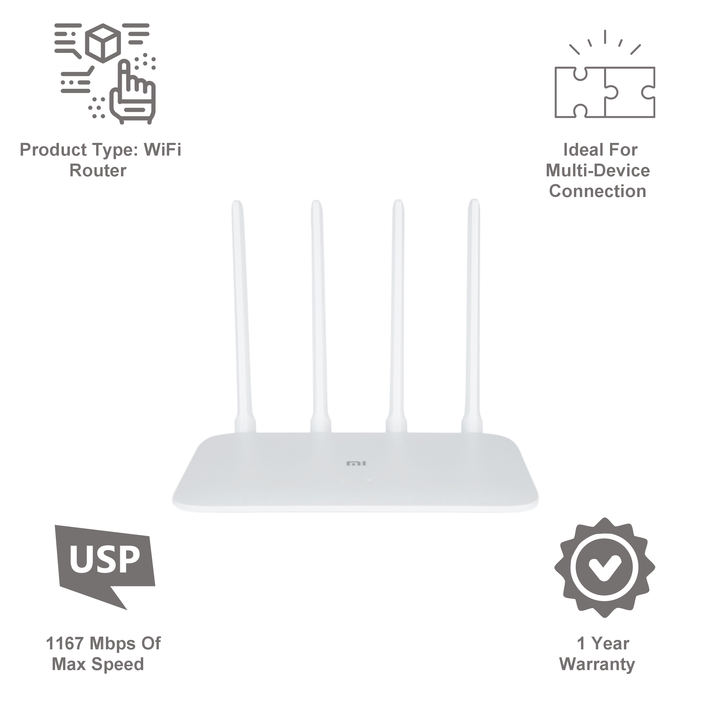Xiaomi R4A Dual Band WiFi Router (4 Antennas, 3 LAN Ports Multicast Support DVB4272IN, White)_6