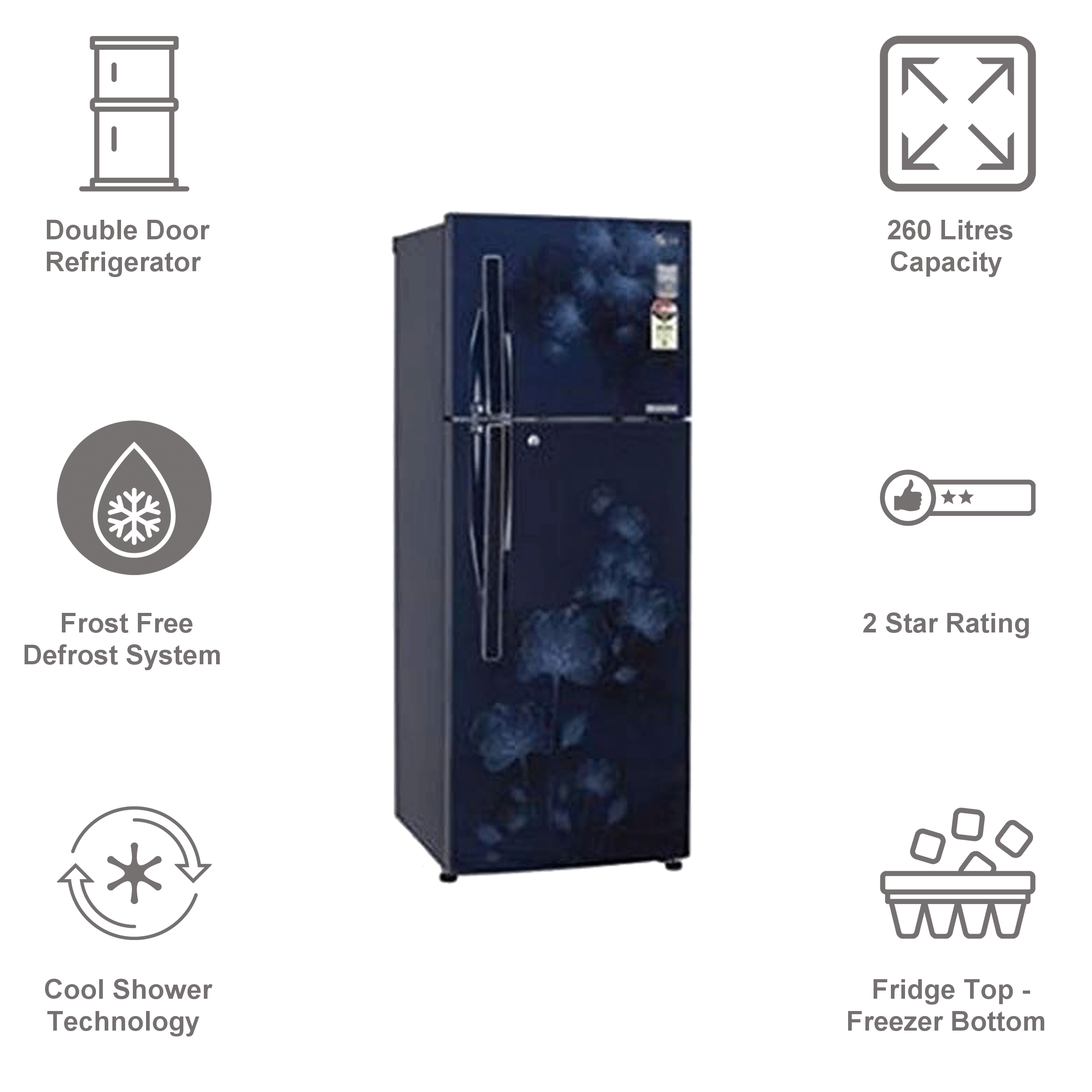 Godrej Eon 260 Litres 2 Star Frost Free Double Door Refrigerator with Uniform Cooling Technology (RT EON 275B 25 HI, Aqua Blue) Godrej Eon 260 Litres 2 Star Frost Free Double Door Refrigerator with Uniform Cooling Technology (RT EON 275B 25 HI, Aqua Blue)_8