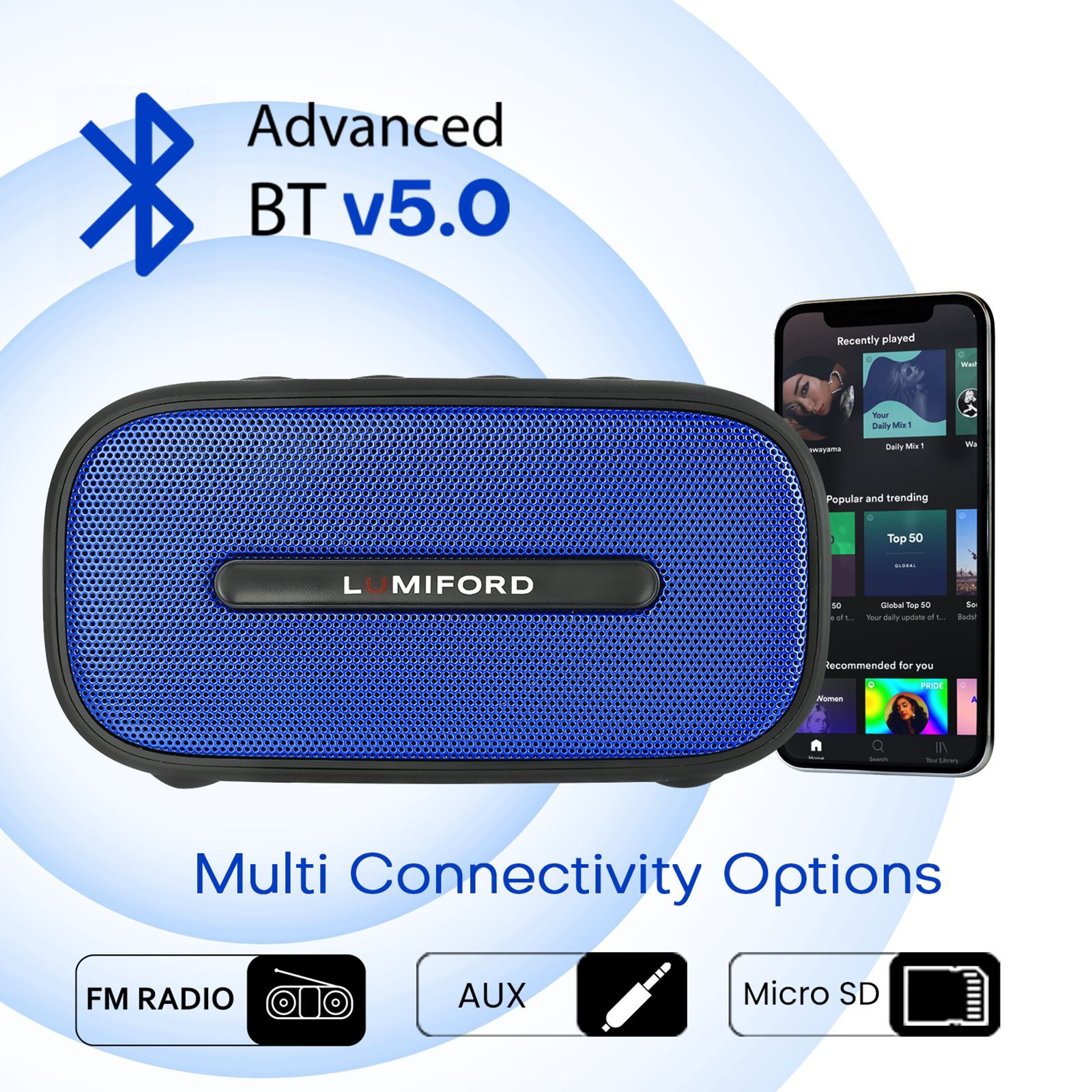 LUMIFORD BT13 5W Portable Bluetooth Speaker (IPX7 Waterproof, Built-in HD Microphone, Stereo Channel, Blue) LUMIFORD BT13 5W Portable Bluetooth Speaker (IPX7 Waterproof, Built-in HD Microphone, Stereo Channel, Blue)_8