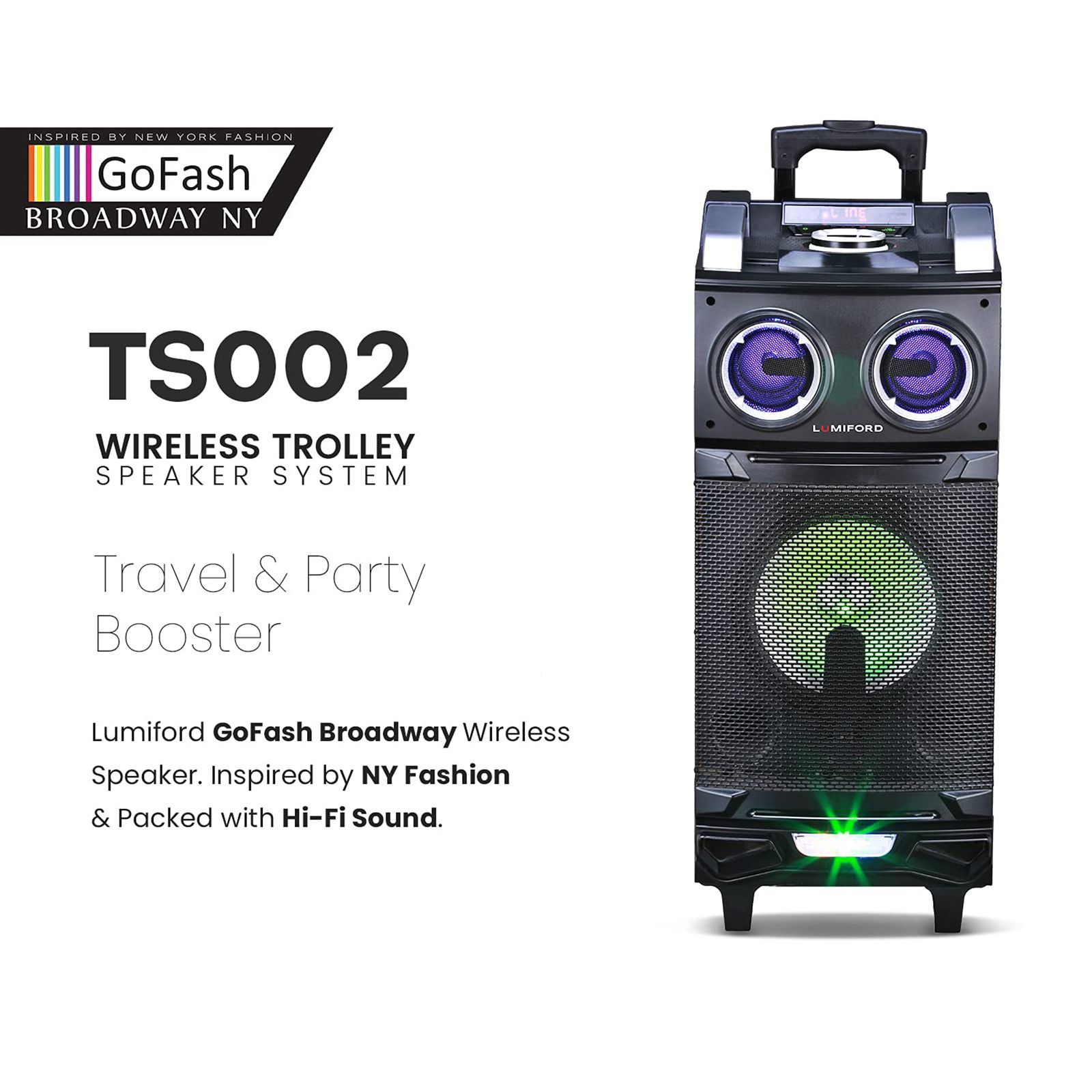 LUMIFORD GoFash Stereo Channel 80 Watts Trolley Speaker (Direct Usb Play, LFTS002, Black)_4