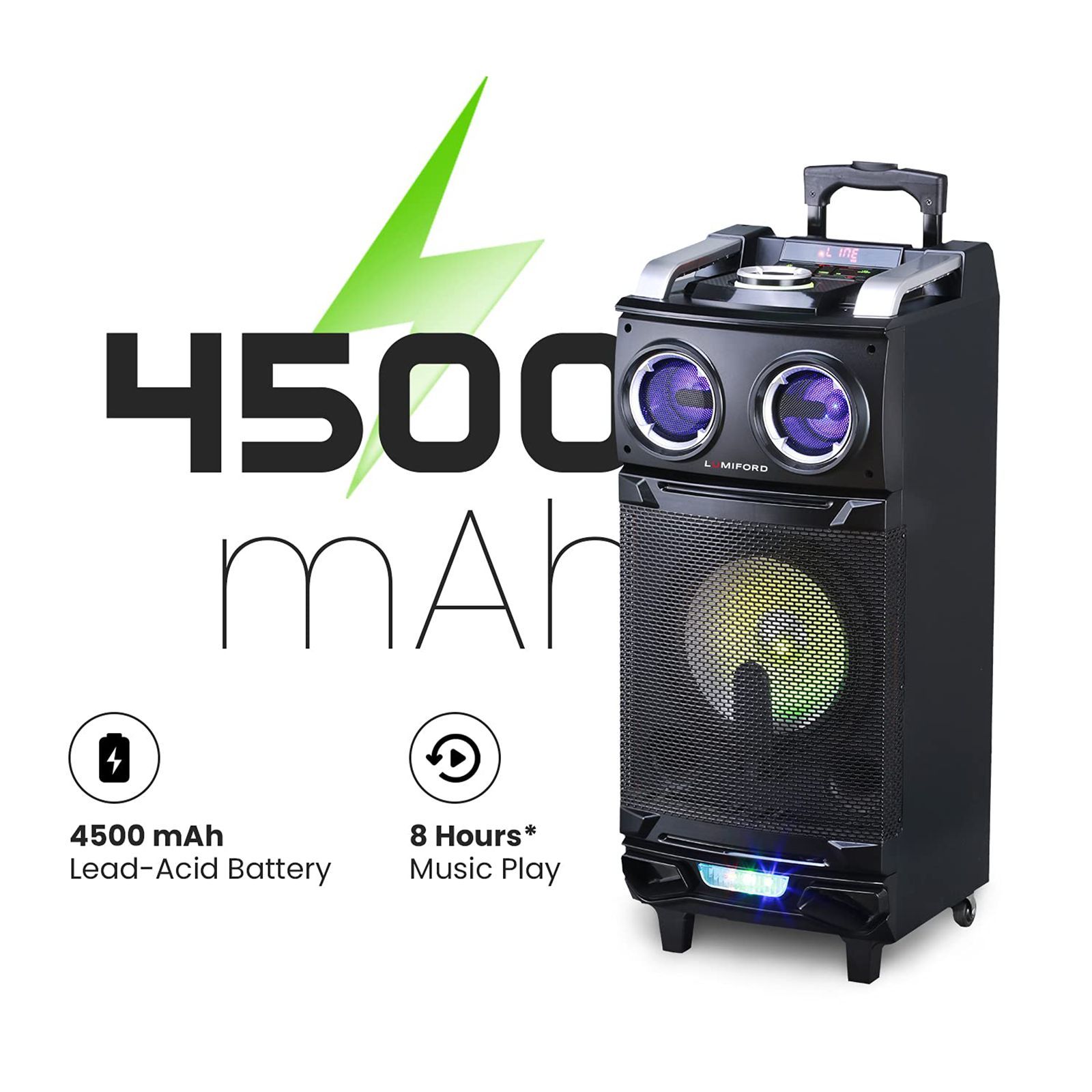 LUMIFORD GoFash Stereo Channel 80 Watts Trolley Speaker (Direct Usb Play, LFTS002, Black)_7