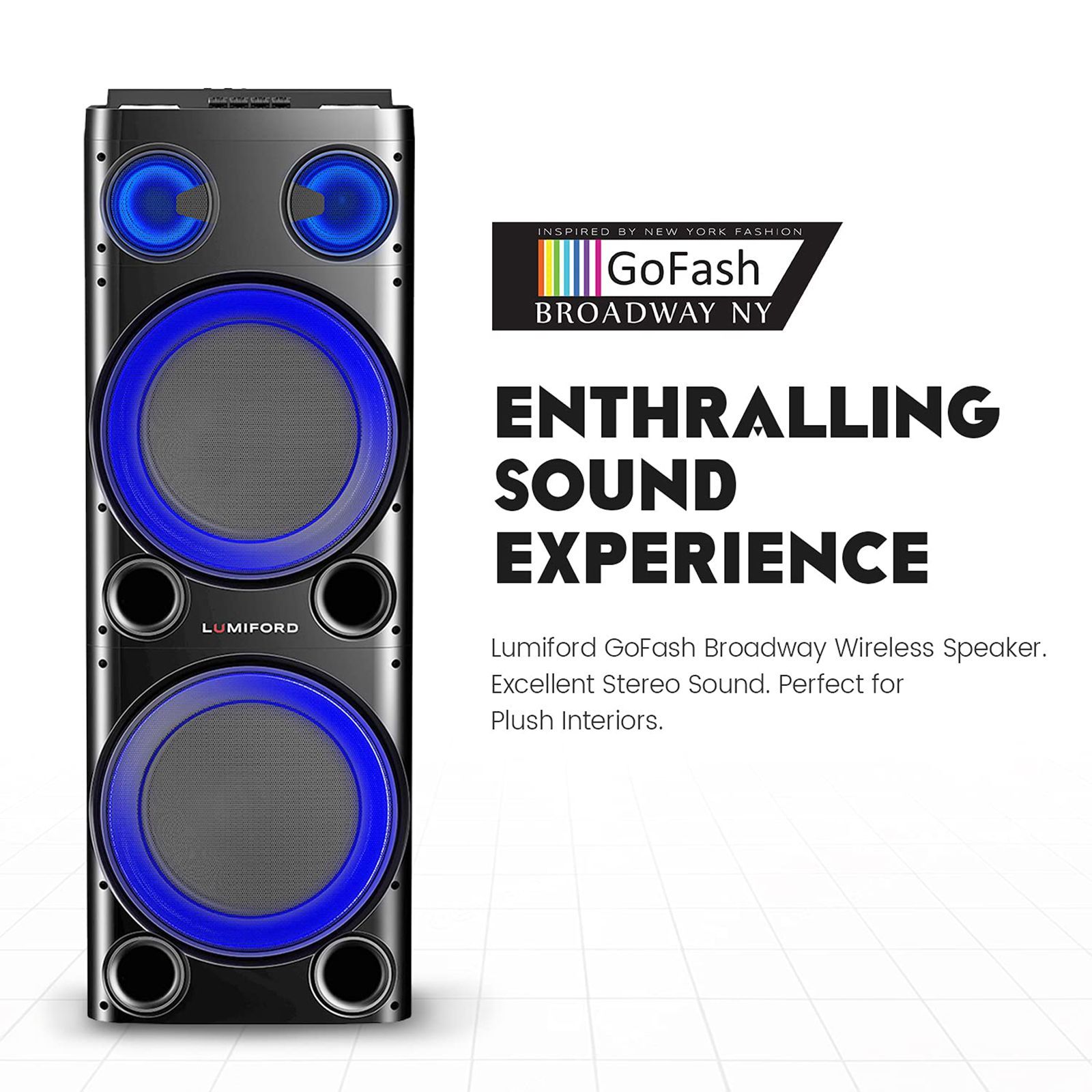 LUMIFORD GoFash Stereo Channel 160 Watts Trolley Speaker (Built-in Amplifier & Wireless Mic, LFTS007, Black) LUMIFORD GoFash Stereo Channel 160 Watts Trolley Speaker (Built-in Amplifier & Wireless Mic, LFTS007, Black)_4