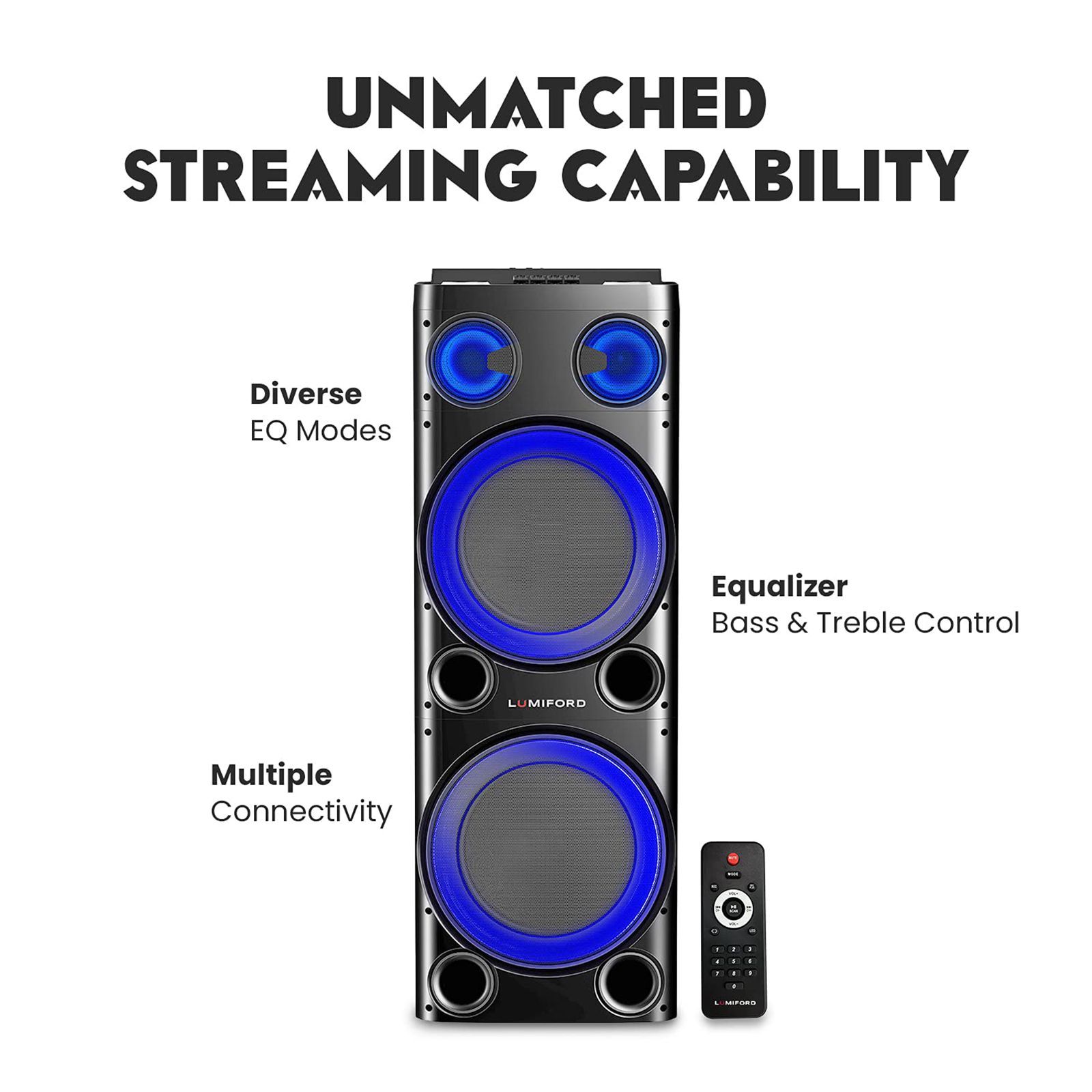LUMIFORD GoFash Stereo Channel 160 Watts Trolley Speaker (Built-in Amplifier & Wireless Mic, LFTS007, Black) LUMIFORD GoFash Stereo Channel 160 Watts Trolley Speaker (Built-in Amplifier & Wireless Mic, LFTS007, Black)_6