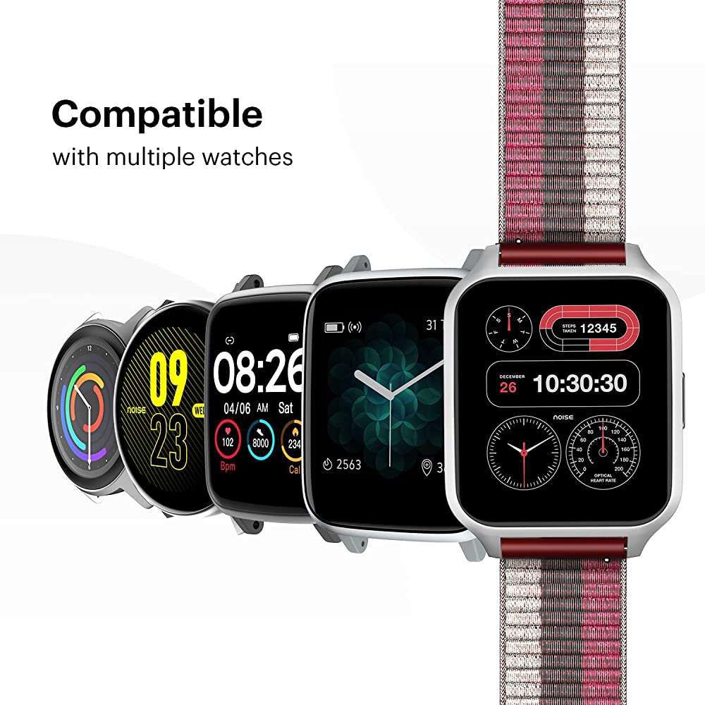 Noise Classic Woven Nylon Strap for Noise ColorFit & NoiseFit (22mm) (Durability & Comfort, Light Berry)_4