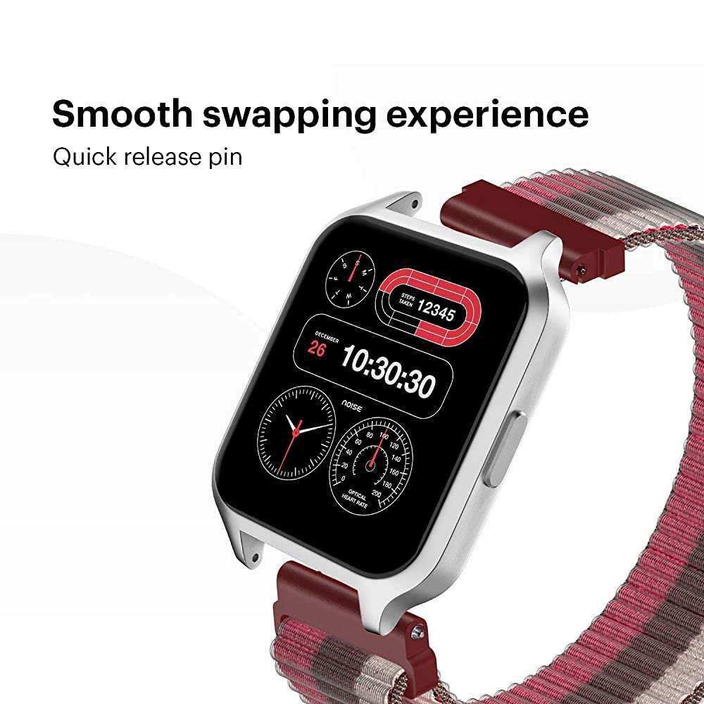 Noise Classic Woven Nylon Strap for Noise ColorFit & NoiseFit (22mm) (Durability & Comfort, Light Berry)_5