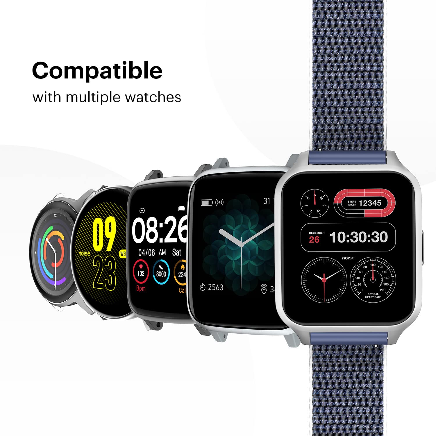 Noise Classic Woven Nylon Strap for Noise ColorFit & NoiseFit (22mm) (Durability & Comfort, Icy Blue)_4