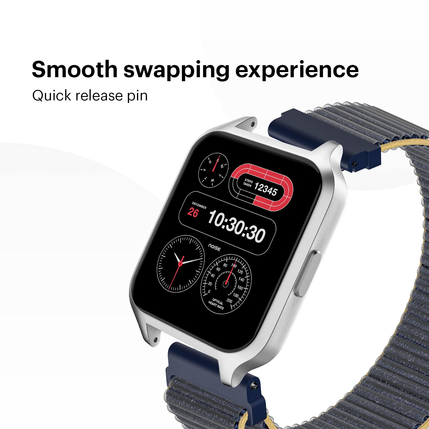 Noise Classic Woven Nylon Strap for Noise ColorFit & NoiseFit (22mm) (Durability & Comfort, Icy Blue)_5