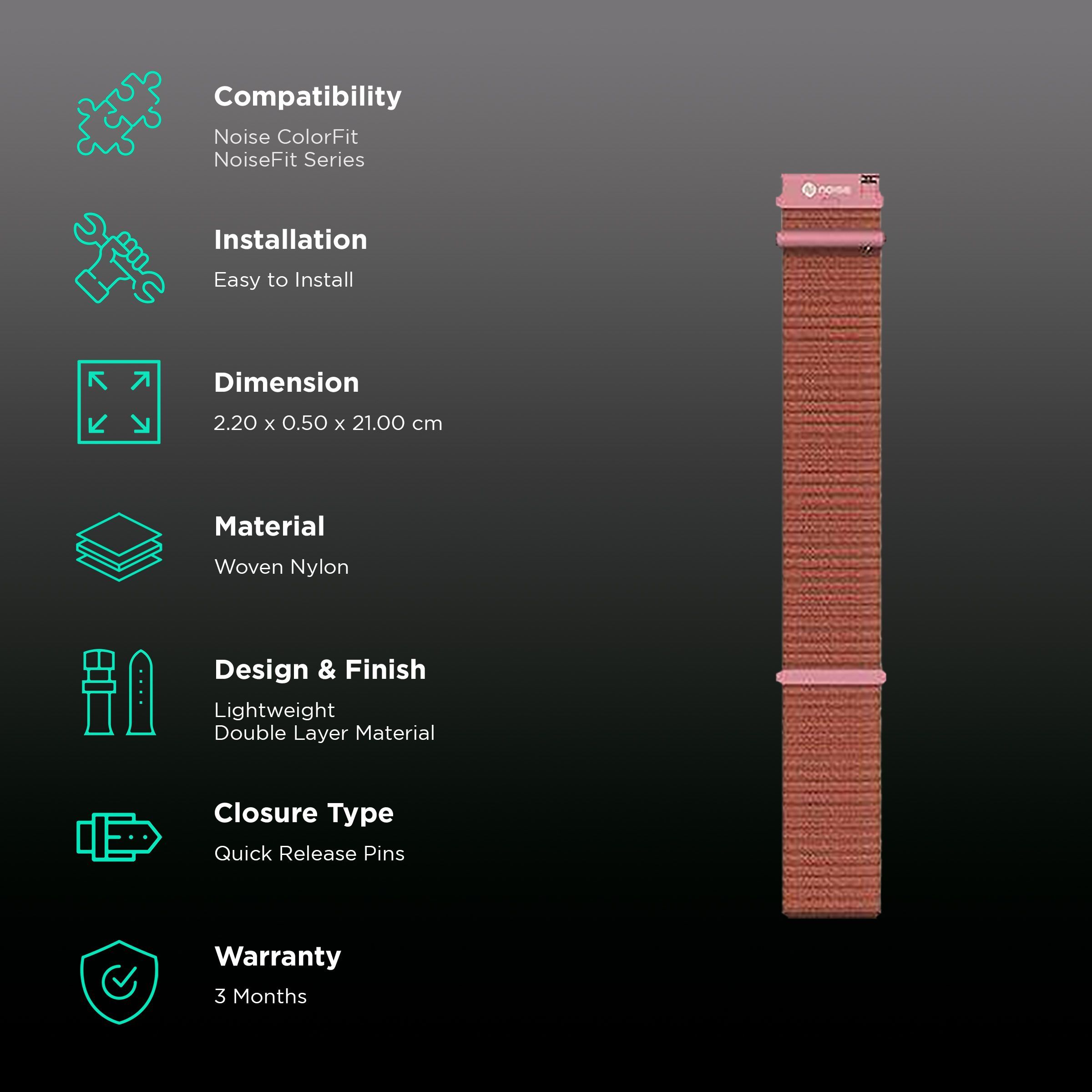 Noise Classic Woven Nylon Strap for Noise ColorFit & NoiseFit (22mm) (Durability & Comfort, Sand Brown)_2