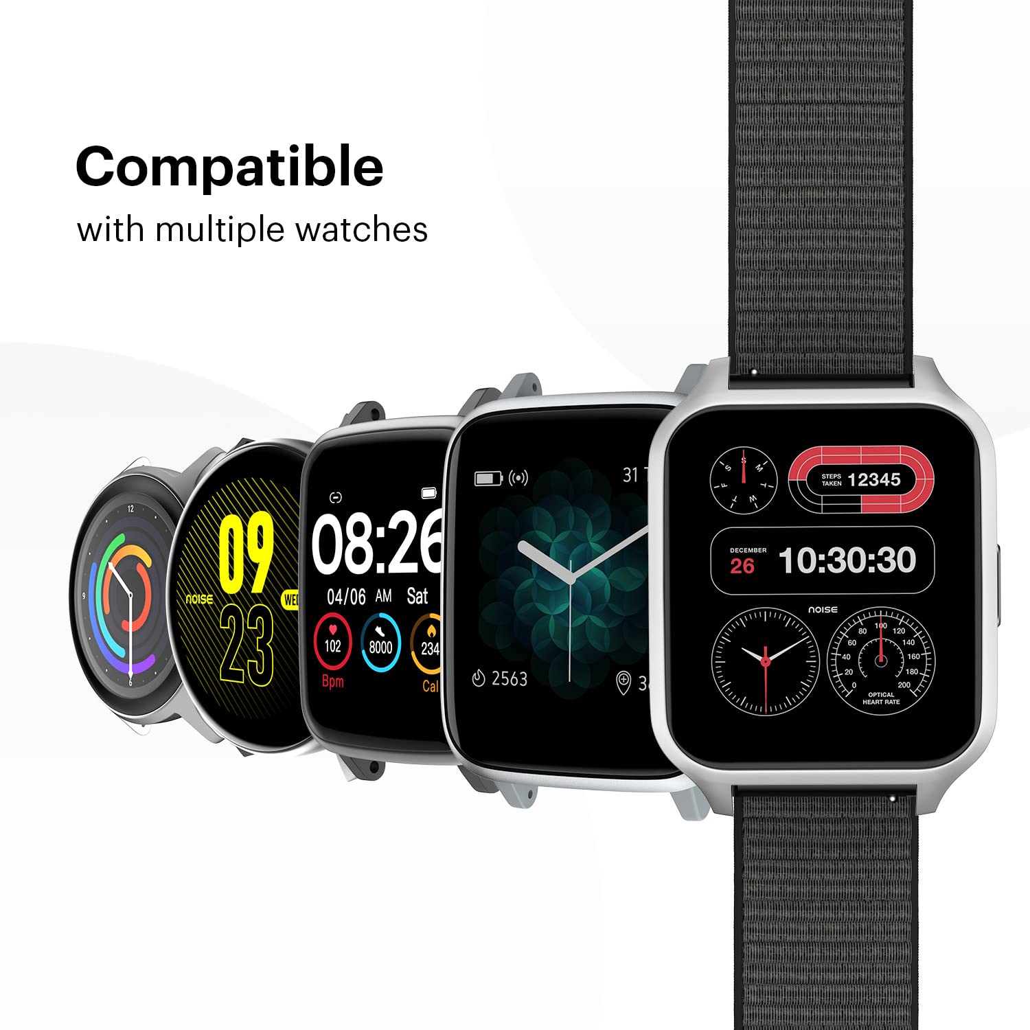 Noise Classic Woven Nylon Strap for Noise ColorFit & NoiseFit (22mm) (Durability & Comfort, Ash Grey)_4