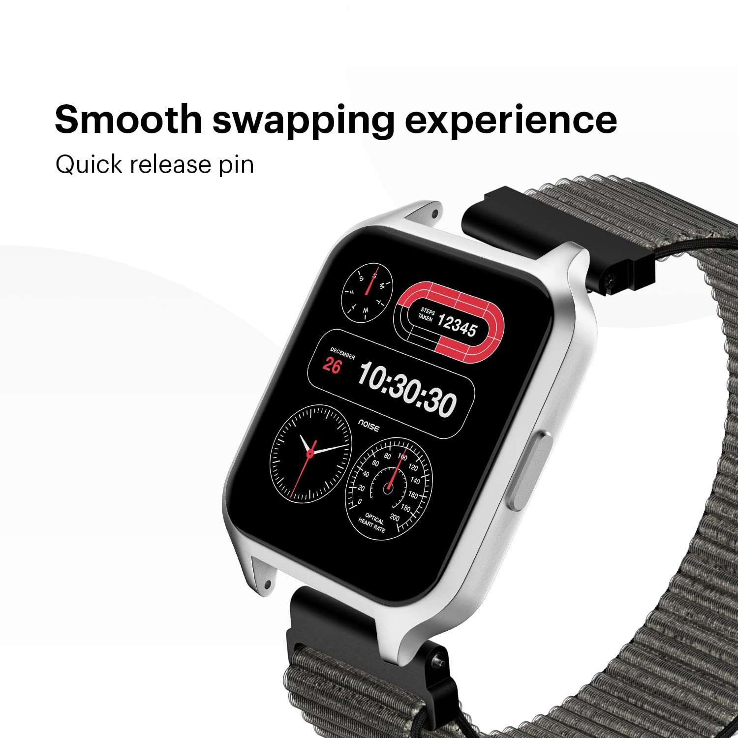 Noise Classic Woven Nylon Strap for Noise ColorFit & NoiseFit (22mm) (Durability & Comfort, Ash Grey)_5