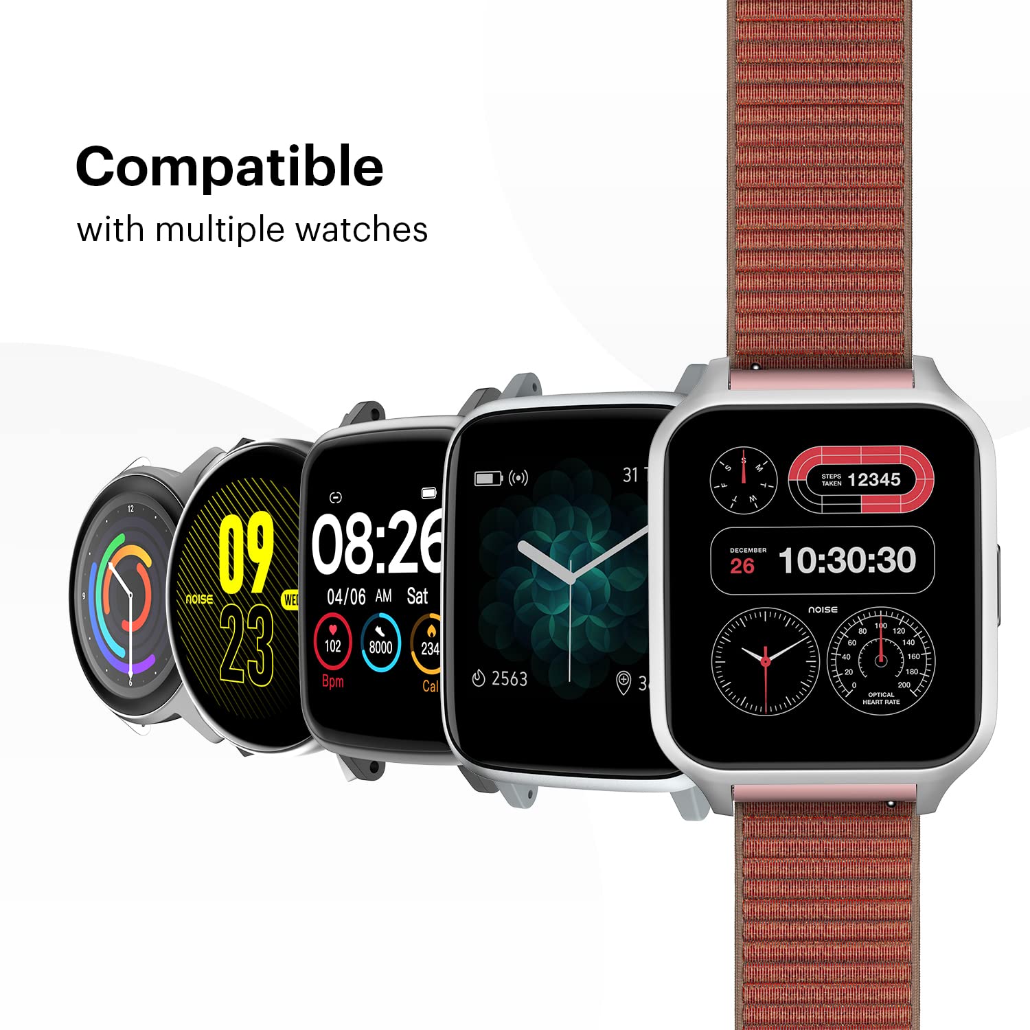 Noise Classic Woven Nylon Strap for Noise ColorFit & NoiseFit (22mm) (Durability & Comfort, Pom Pink)_4