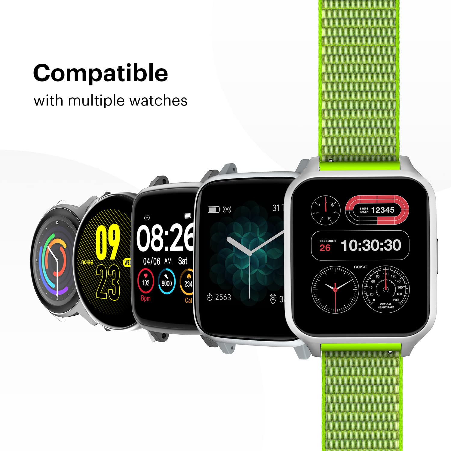 Noise Classic Woven Nylon Strap for Noise ColorFit & NoiseFit (22mm) (Durability & Comfort, Lime Yellow)_4