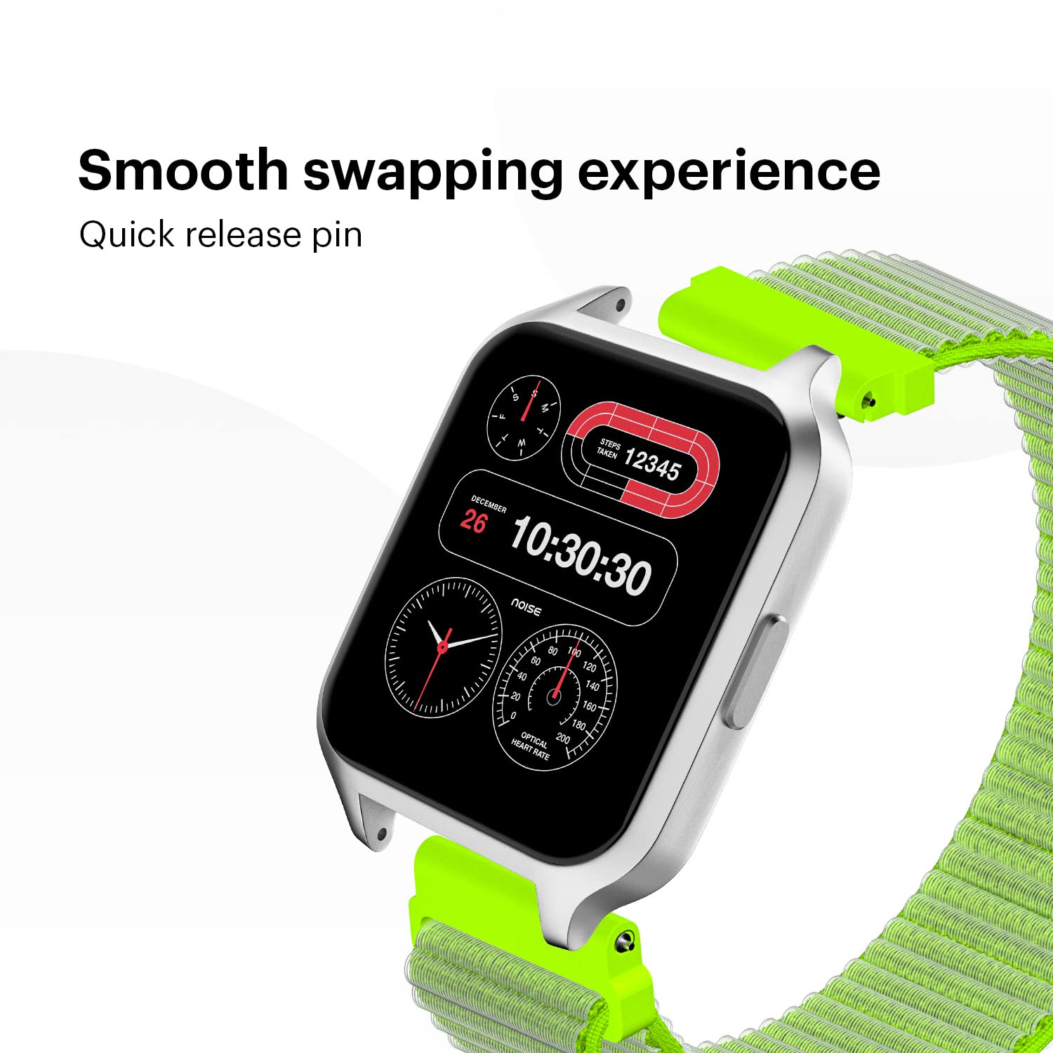 Noise Classic Woven Nylon Strap for Noise ColorFit & NoiseFit (22mm) (Durability & Comfort, Lime Yellow)_5