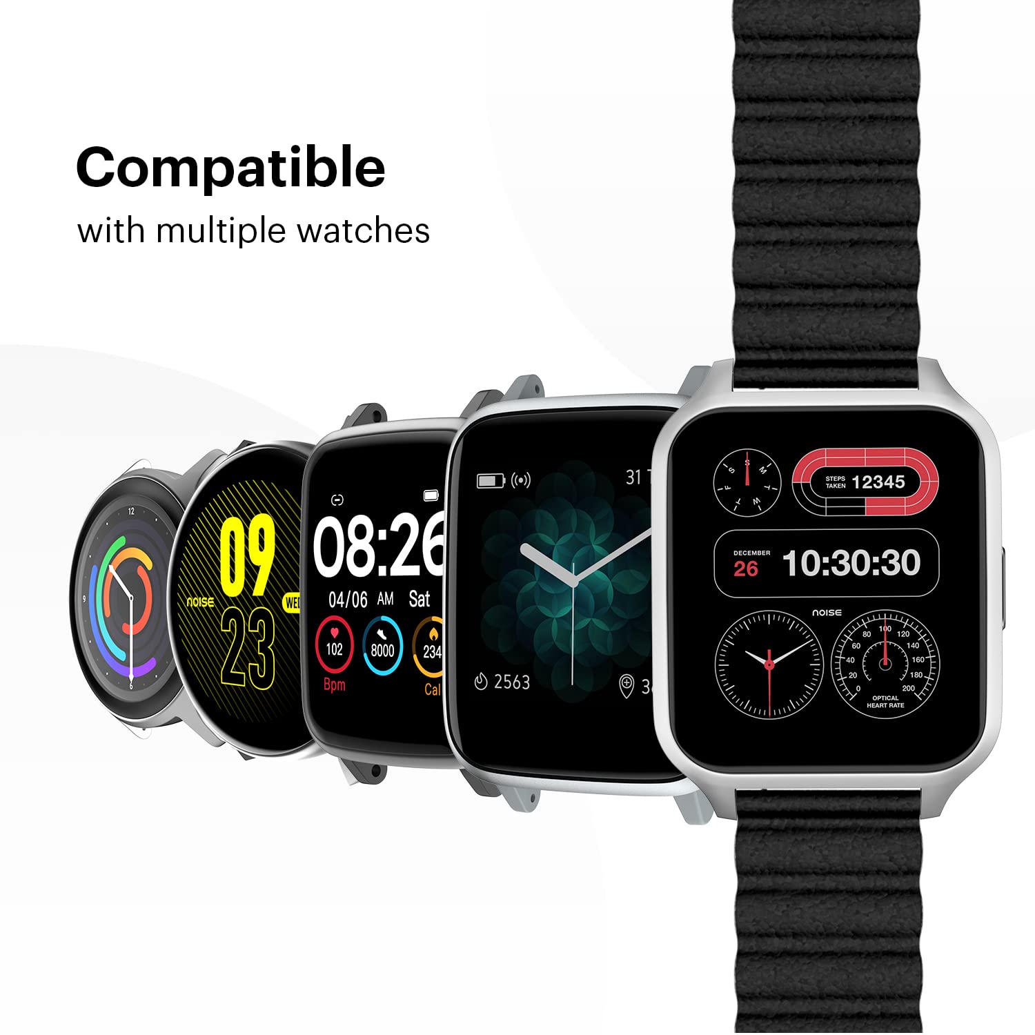 Noise Leather Magnetic Strap for Noise ColorFit & NoiseFit (22mm) (Durability & Comfort, Charcoal Black)_5