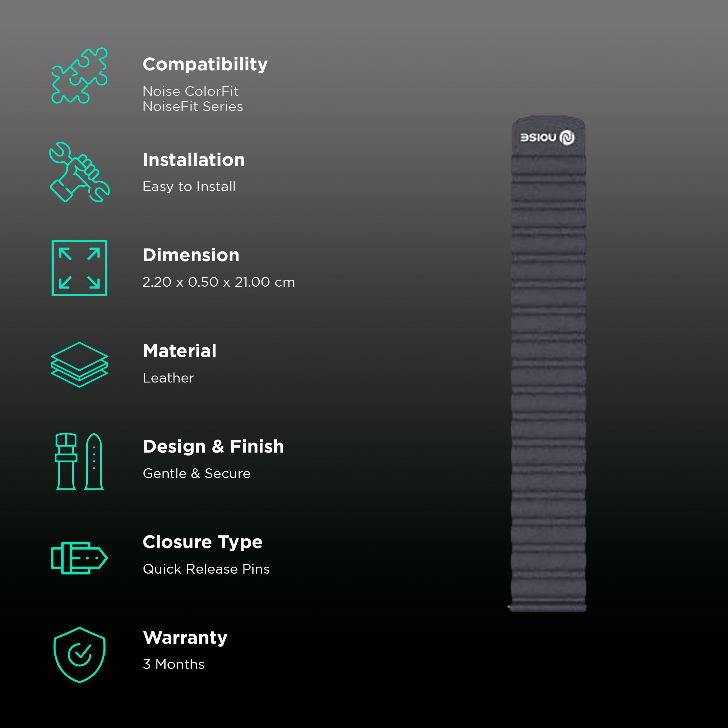 Noise Leather Magnetic Strap for Noise ColorFit & NoiseFit (22mm) (Durability & Comfort, Stone Blue)_2