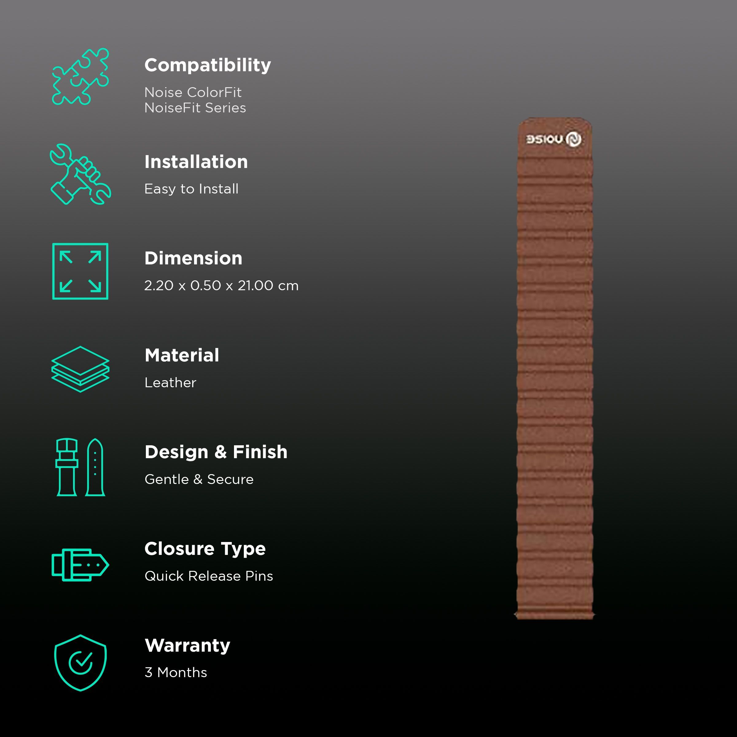 Noise Leather Magnetic Strap for Noise ColorFit & NoiseFit (22mm) (Durability & Comfort, Sepia Brown)_2