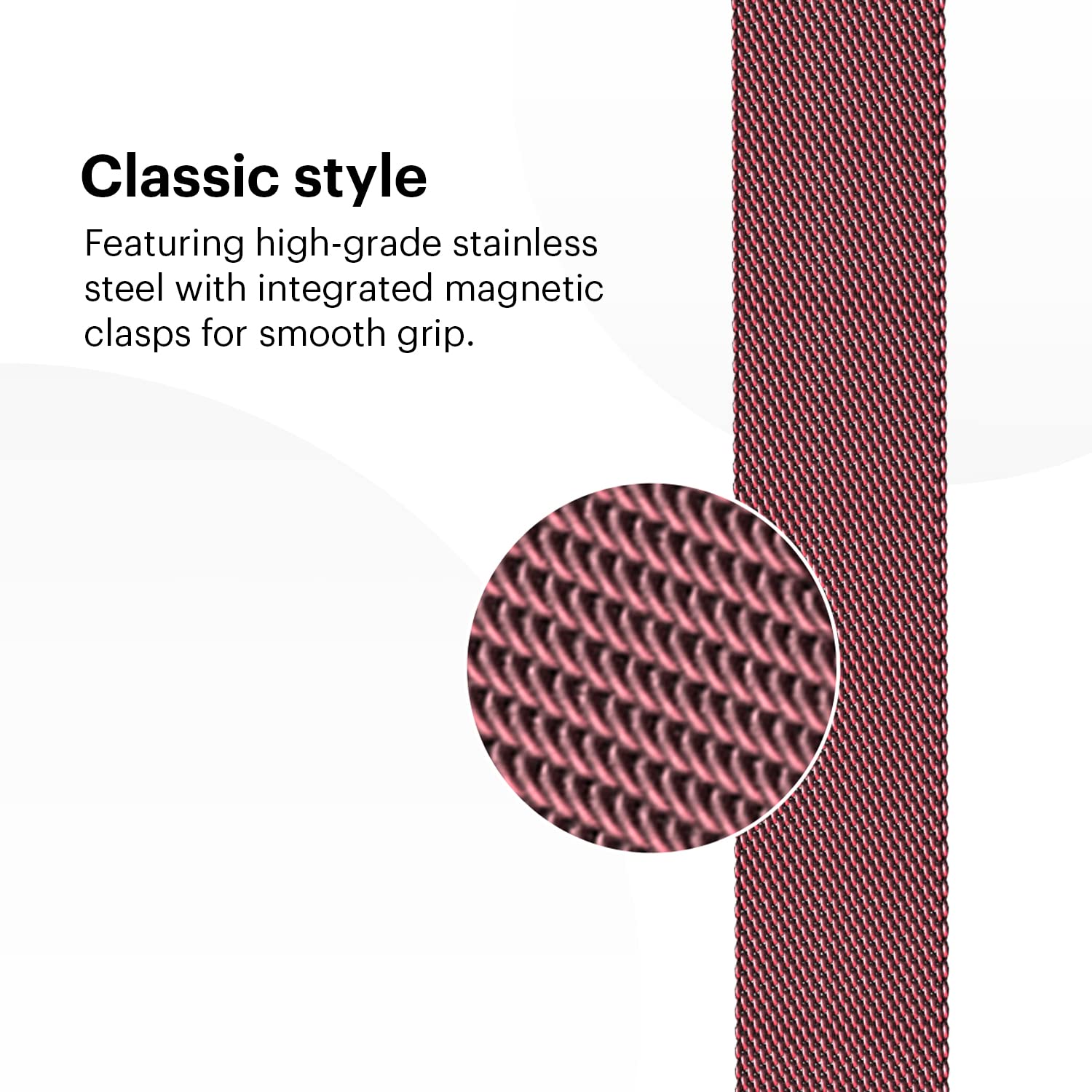 Noise Metallic Link Stainless Steel Magnetic Strap for Noise ColorFit & NoiseFit (22mm) (Durability & Comfort, Rosy Brown)_6